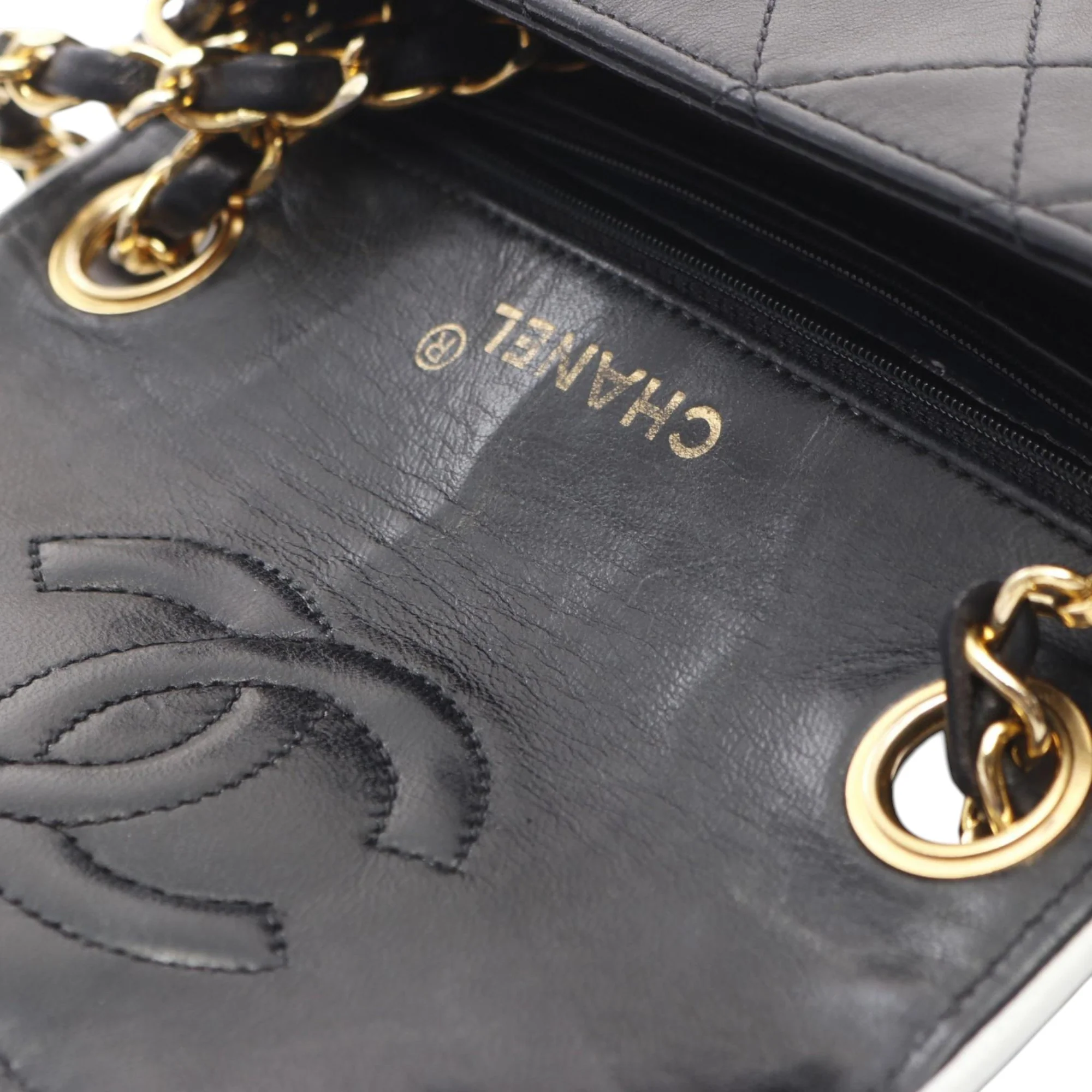 Chanel | Pre-Owned Mini Classic Quilted Lambskin Square Single Flap | Black - Image 2