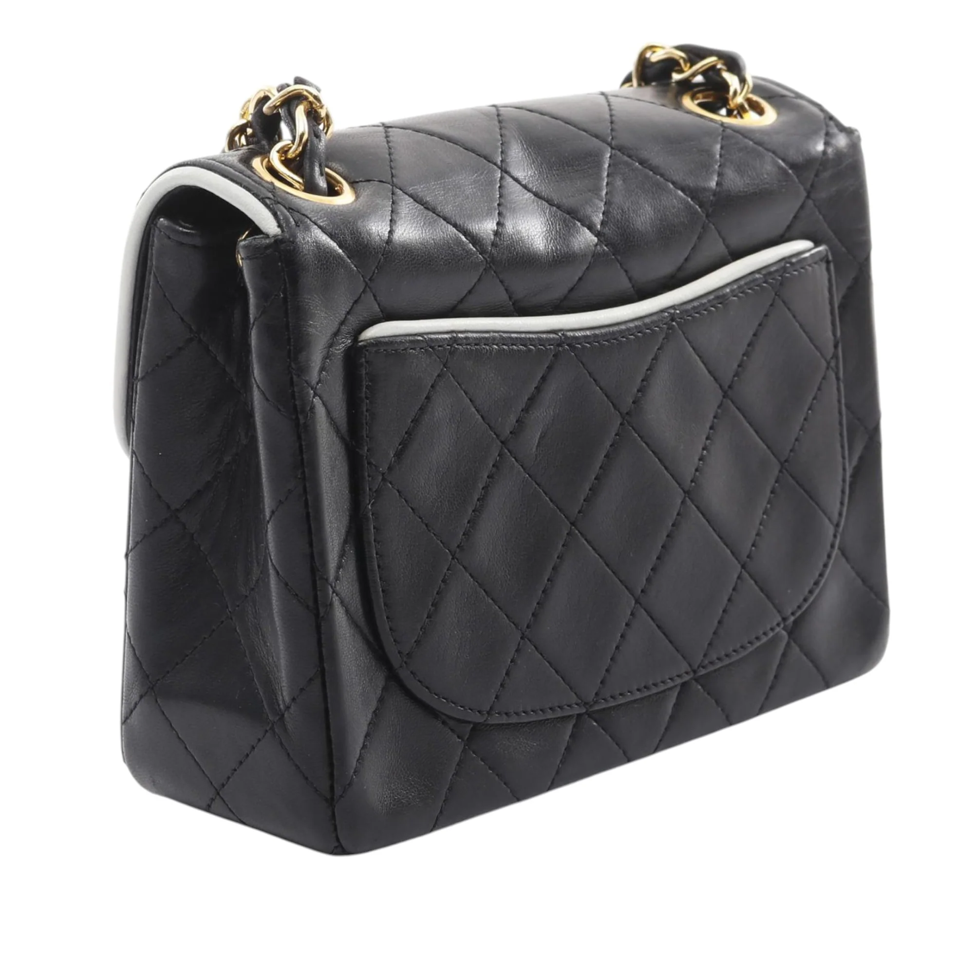 Chanel | Pre-Owned Mini Classic Quilted Lambskin Square Single Flap | Black - Image 7
