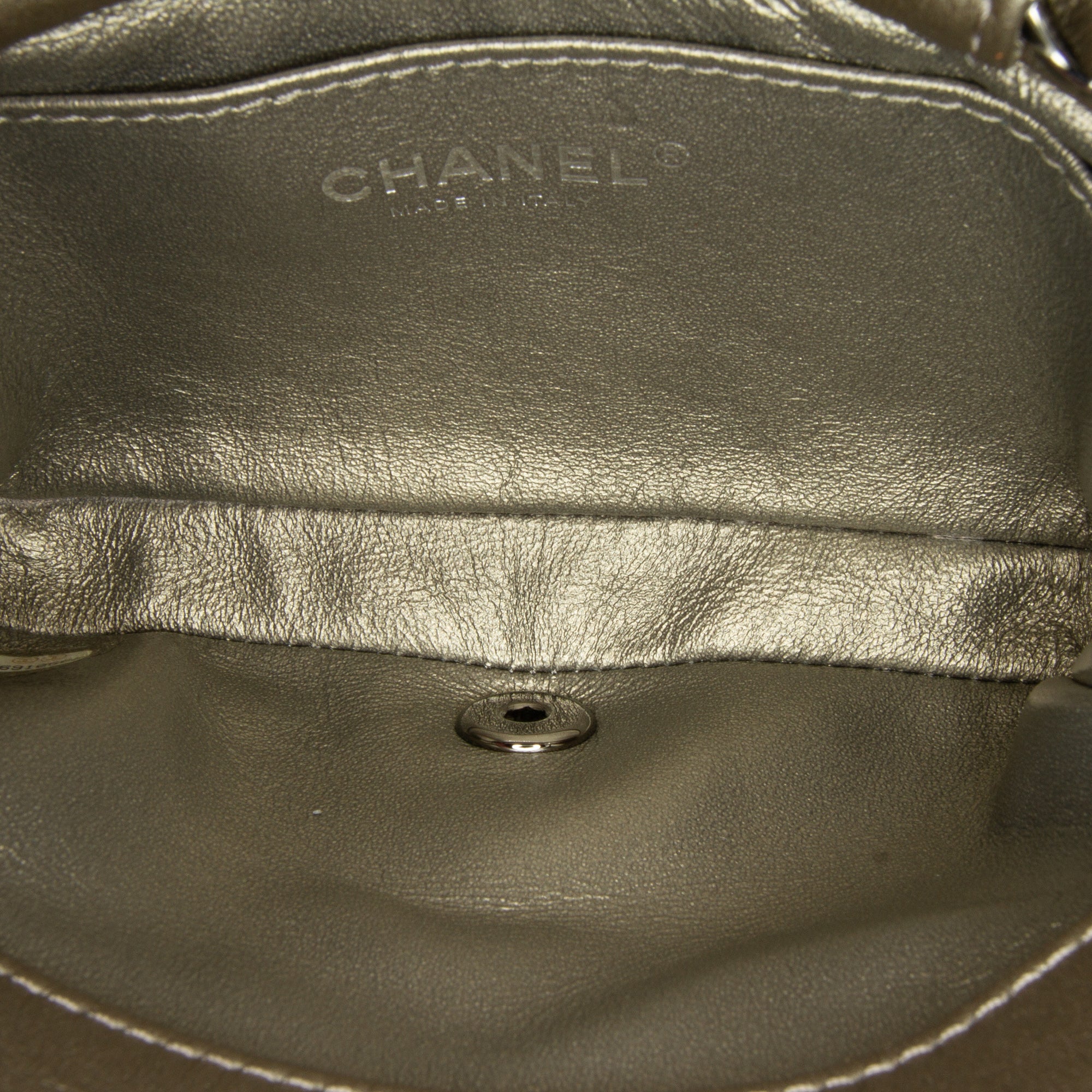 Chanel | Pre-Owned Mini Embellished Calfskin Chevron Square Envelop Flap | Gray - Image 7