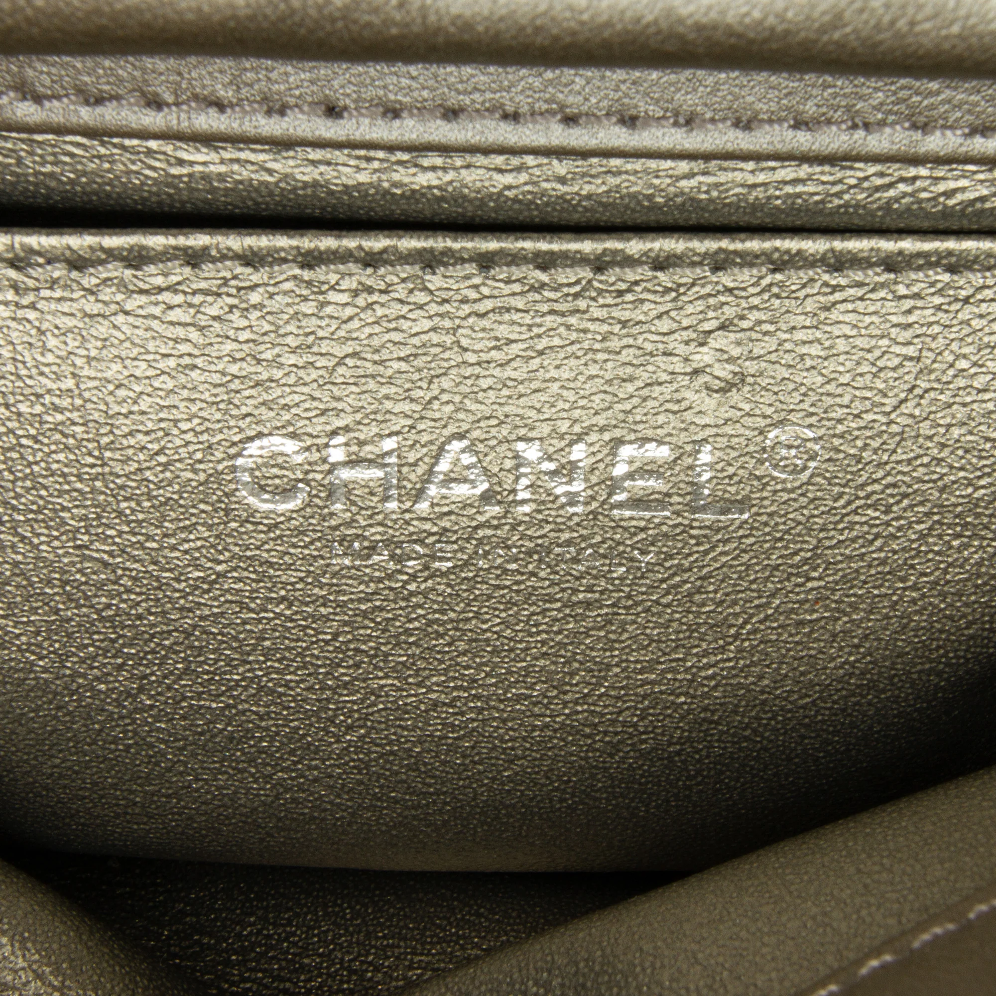 Chanel | Pre-Owned Mini Embellished Calfskin Chevron Square Envelop Flap | Gray - Image 8