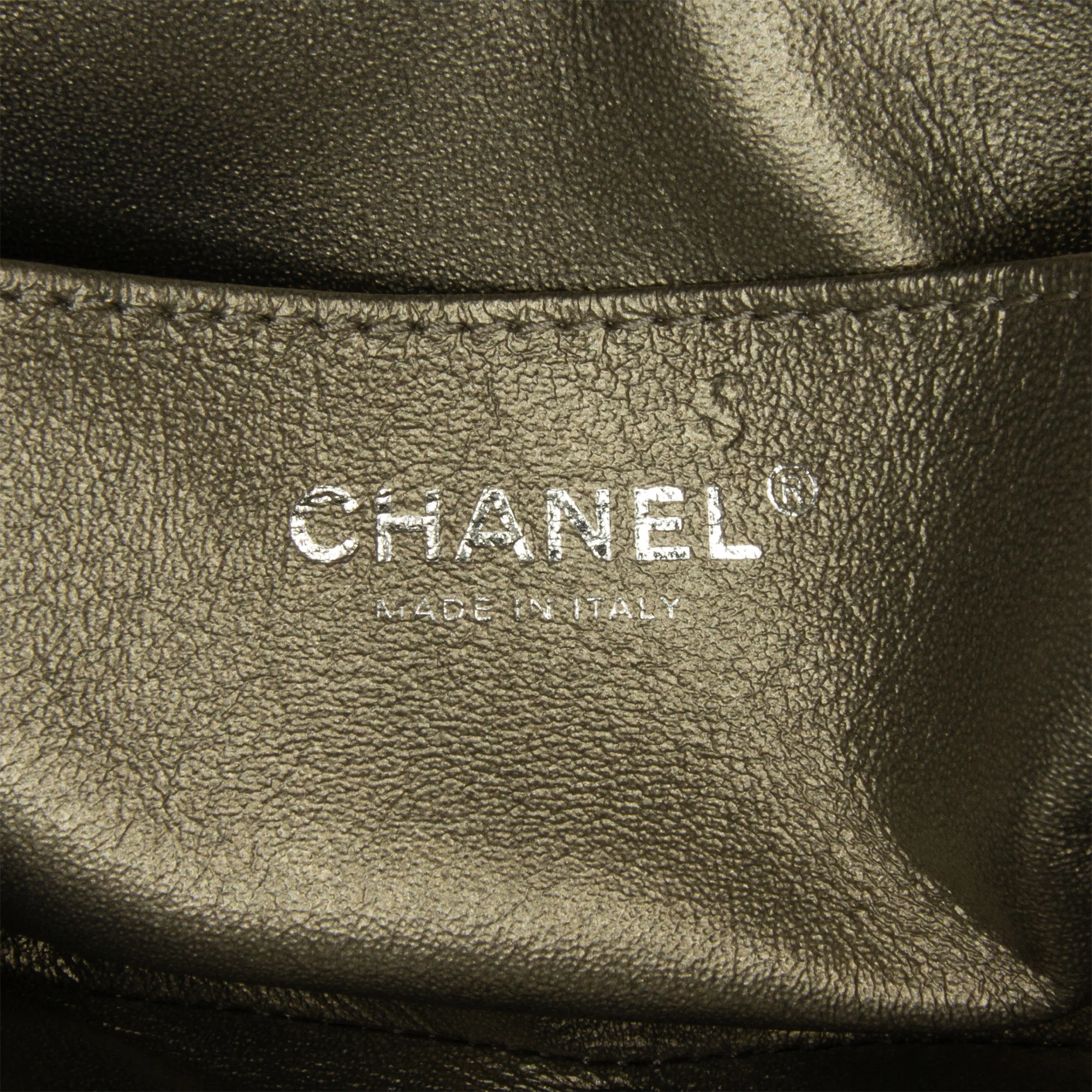 Chanel | Pre-Owned Mini Embellished Calfskin Chevron Square Envelop Flap | Gray - Image 9