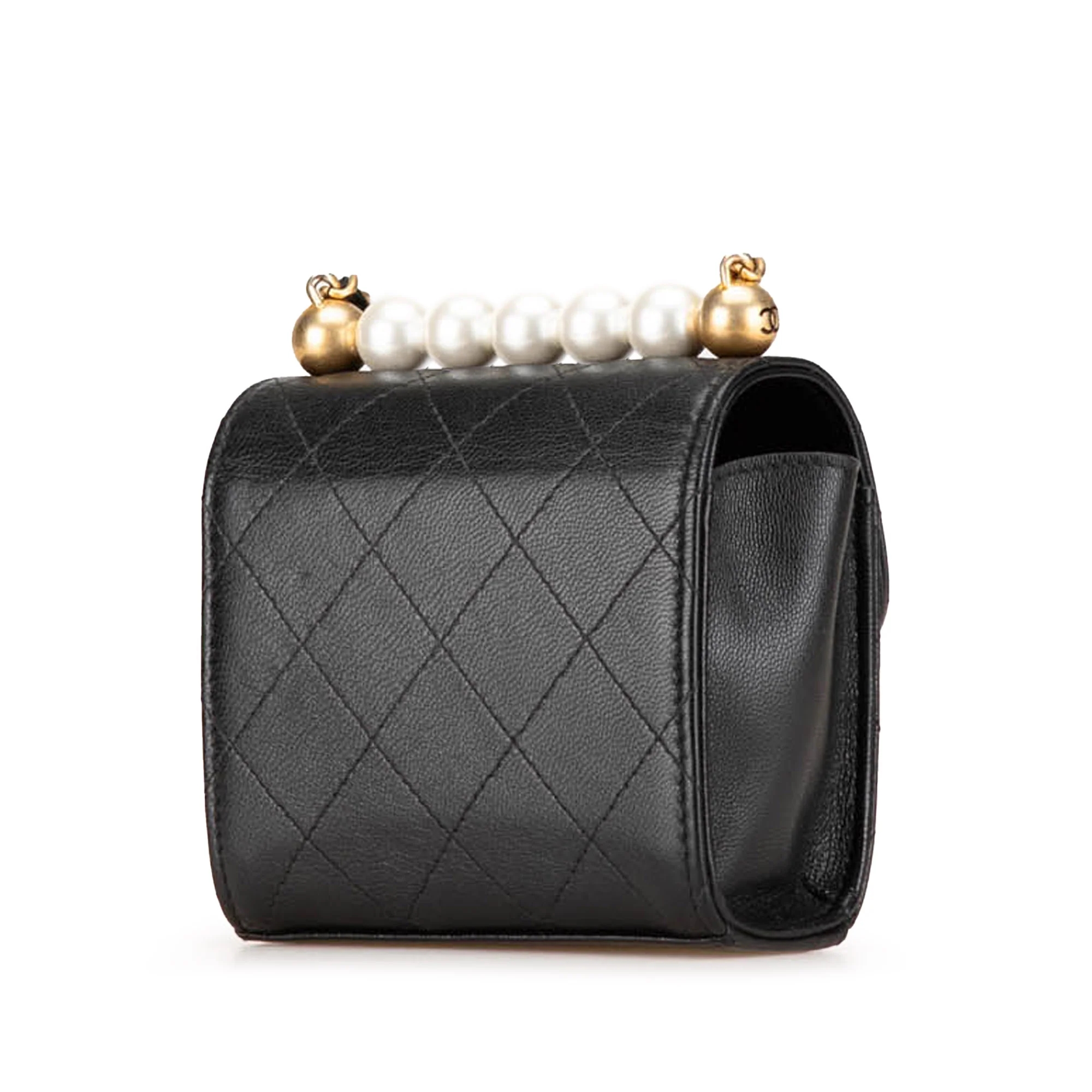 Chanel | Pre-Owned Mini Goatskin Chic Pearls Clutch On Chain | Black - Image 2