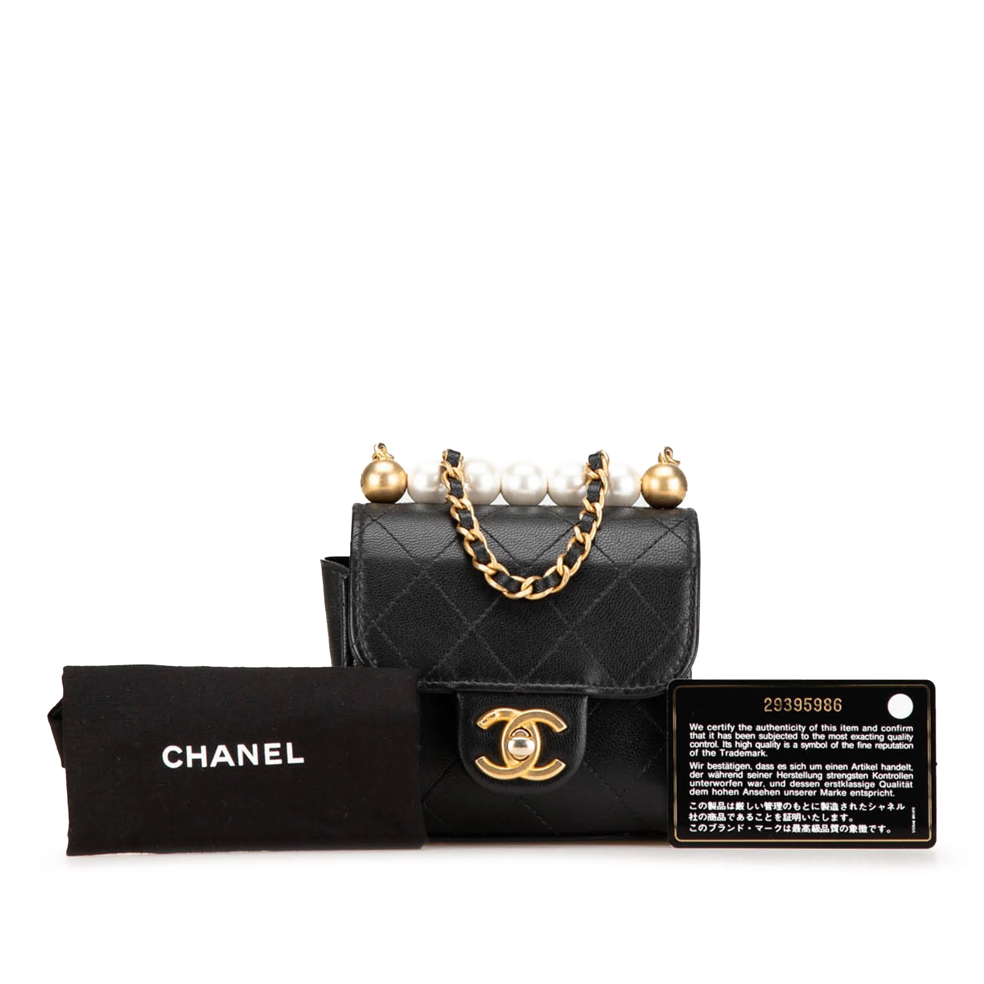 Chanel | Pre-Owned Mini Goatskin Chic Pearls Clutch On Chain | Black - Image 8