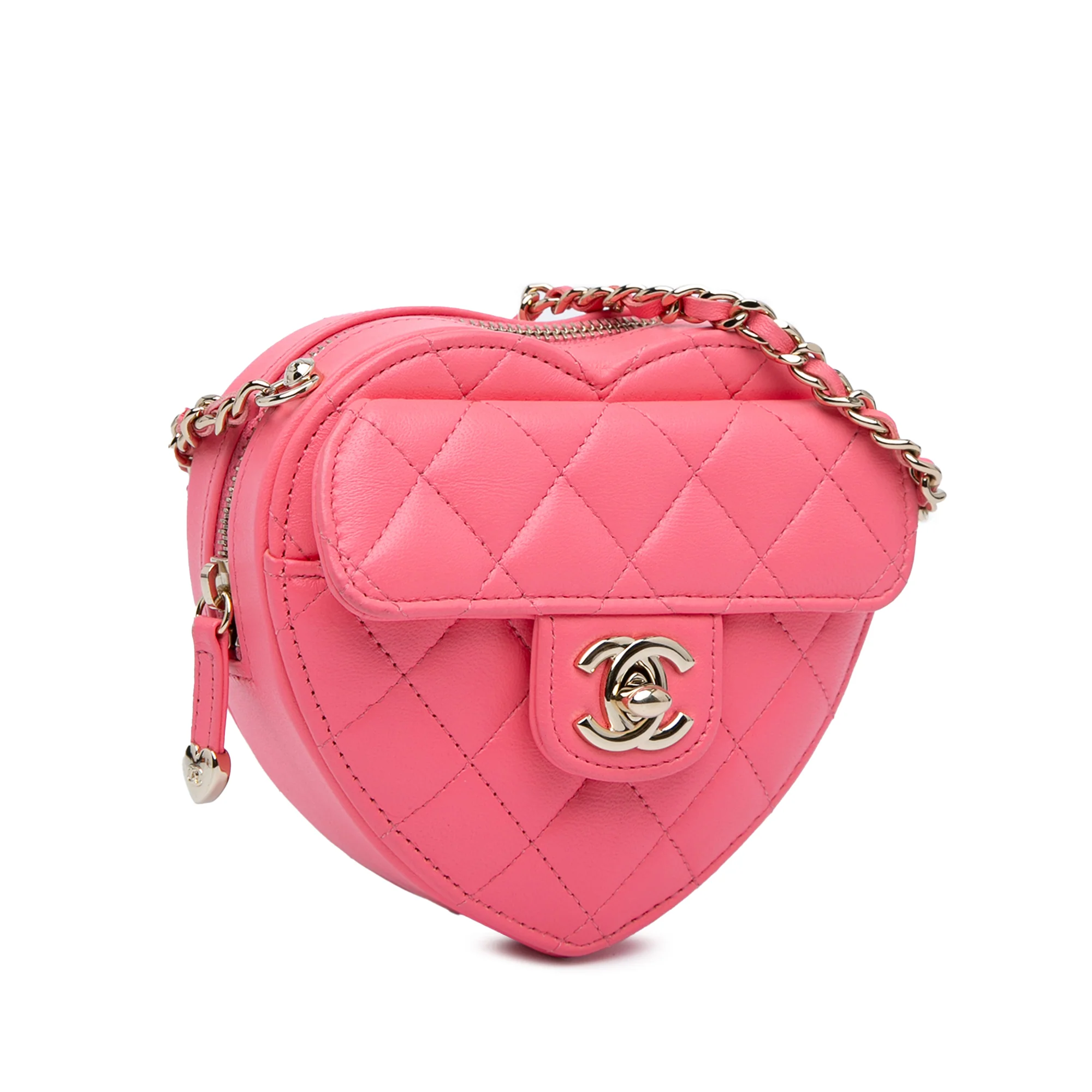 Chanel | Pre-Owned Mini Lambskin CC in Love Heart Crossbody | Pink - Image 4