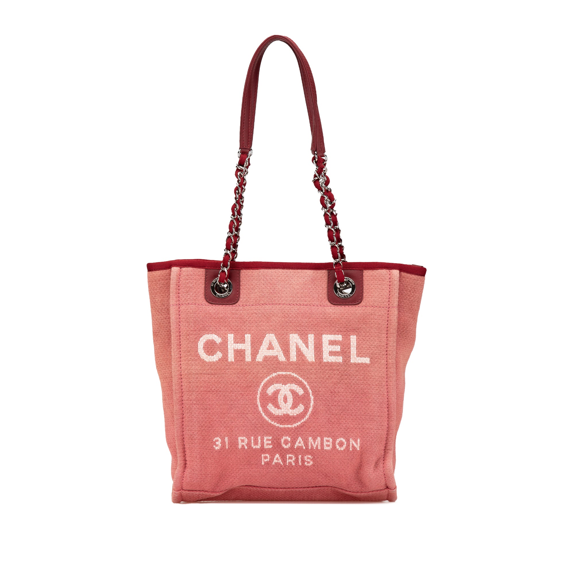 Chanel | Pre-Owned Mini Mixed Fibers Deauville Tote | Red/Dark Red