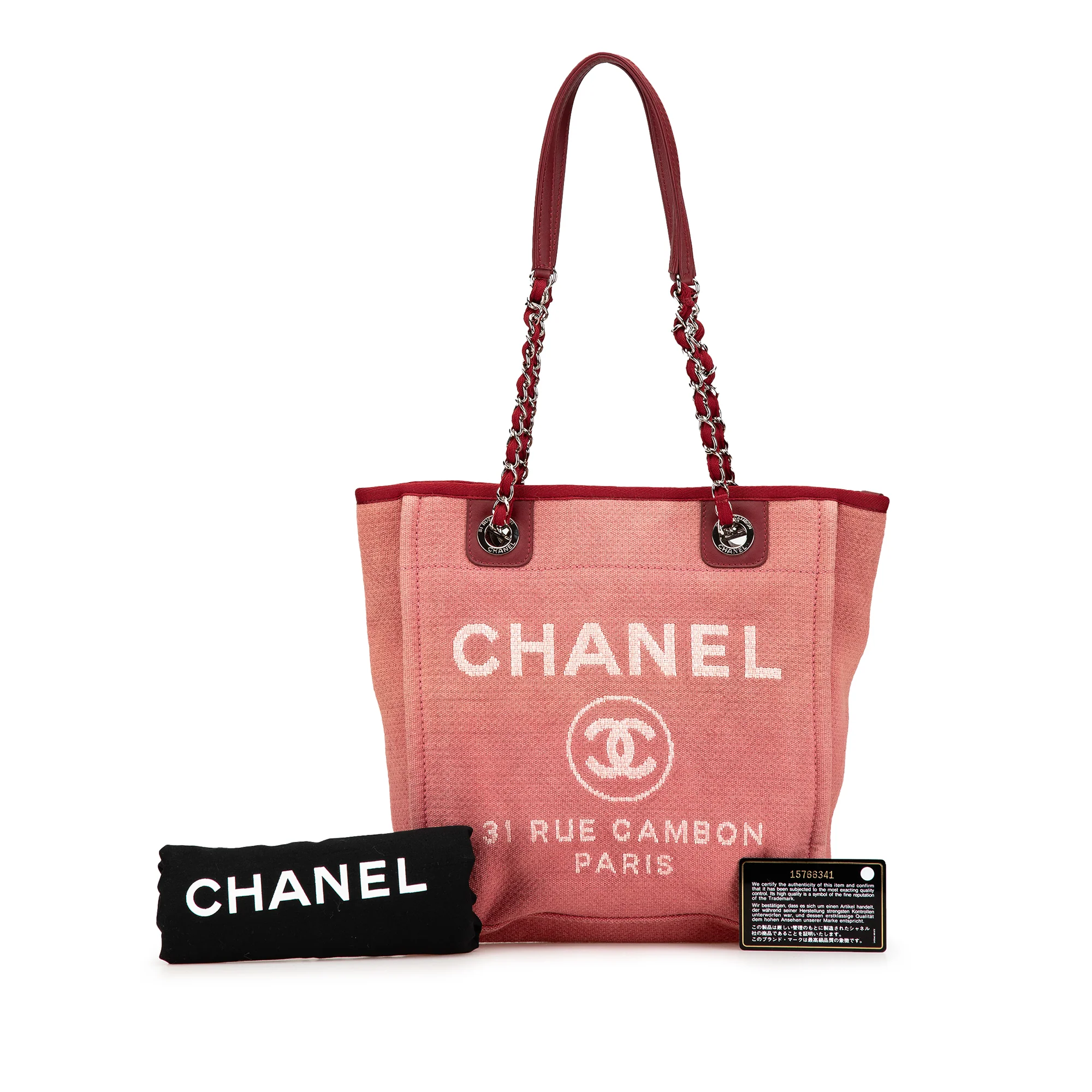 Chanel | Pre-Owned Mini Mixed Fibers Deauville Tote | Red/Dark Red - Image 8