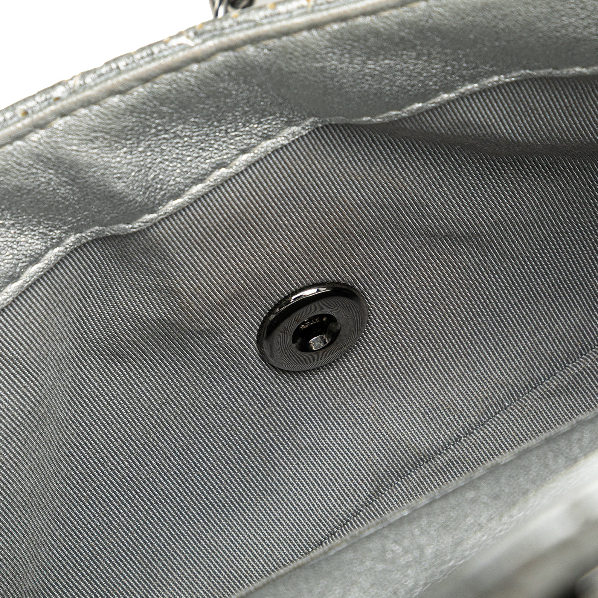 Chanel | Pre-Owned Mini Perforated Lambskin Punch Flap | Silver - Image 7