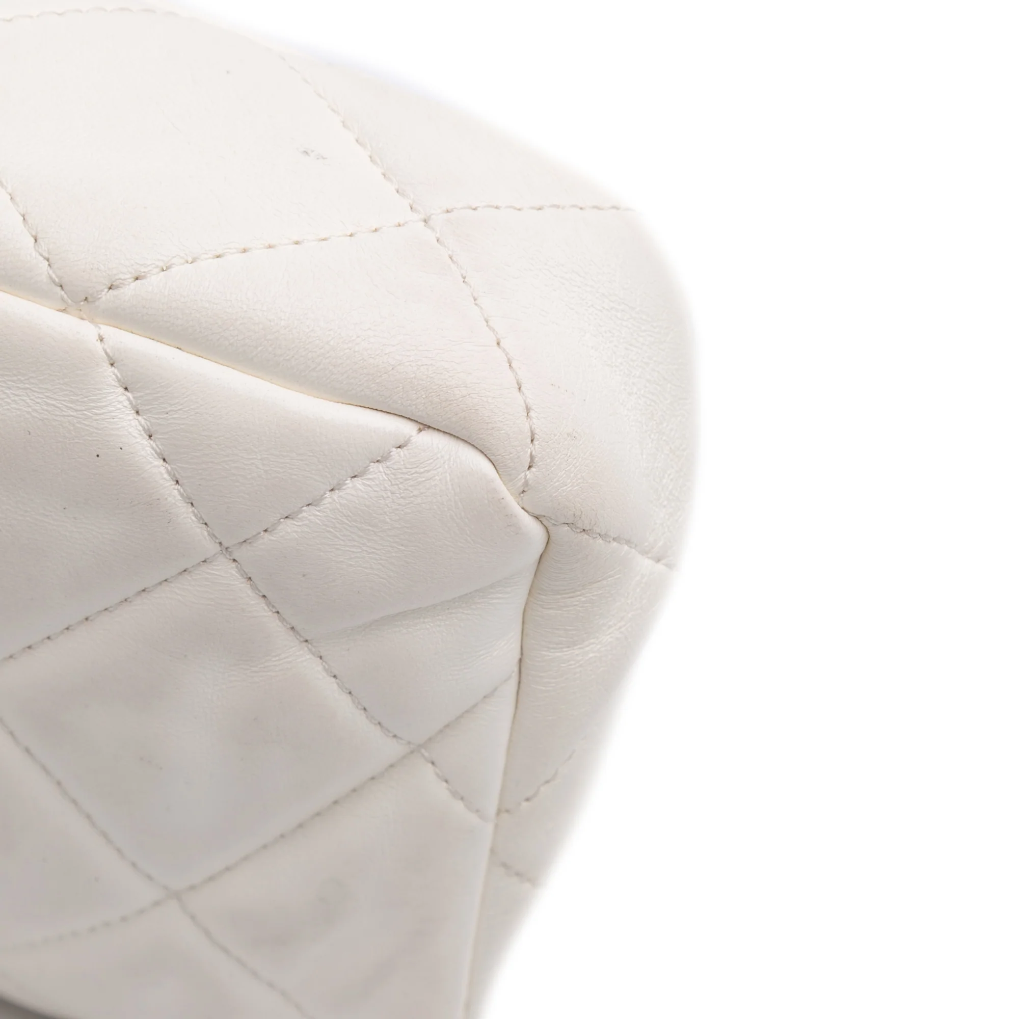 Chanel | Pre-Owned Mini Quilted Lambskin Acrylic Coco Love Flap | White/Ivory - Image 11