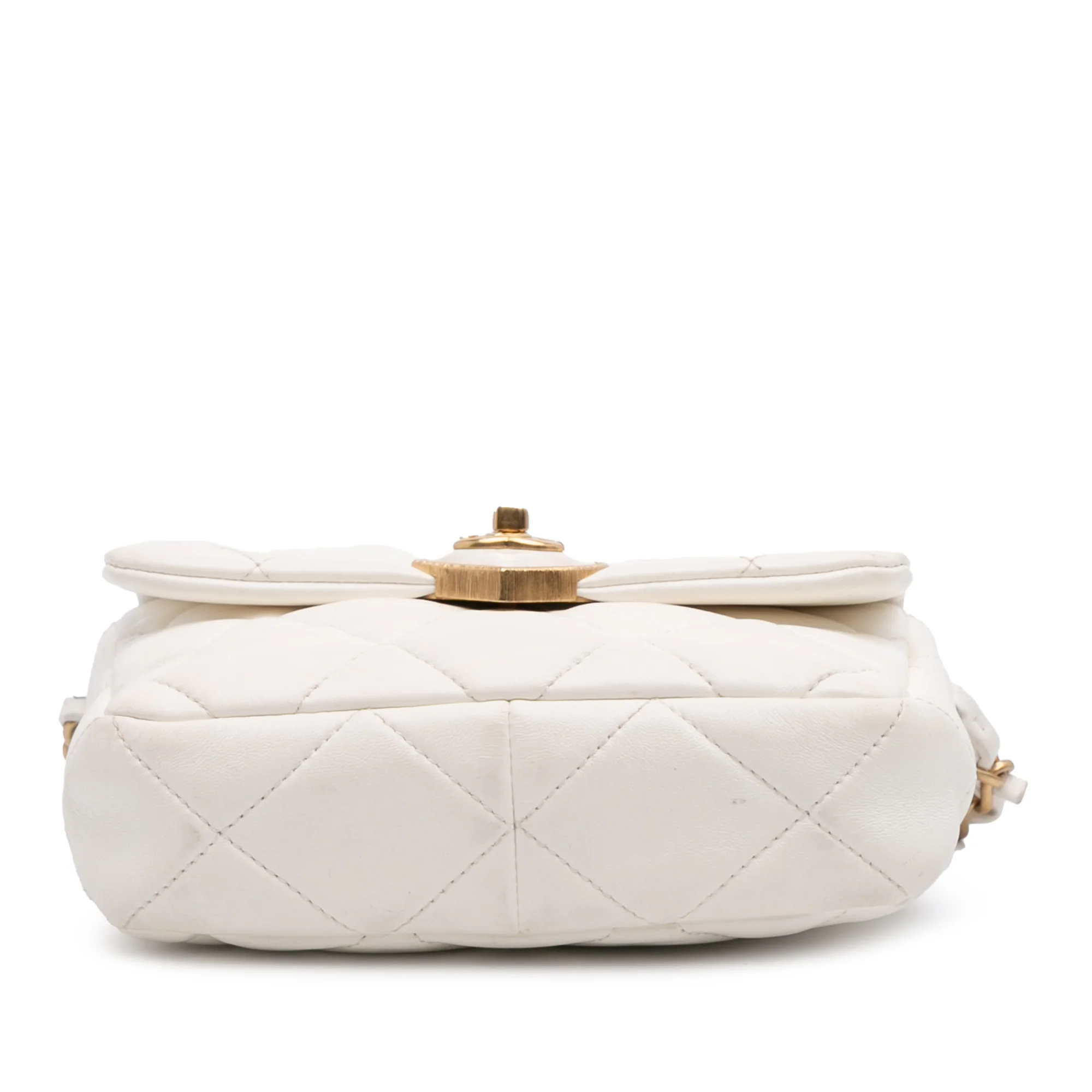 Chanel | Pre-Owned Mini Quilted Lambskin Acrylic Coco Love Flap | White/Ivory - Image 5