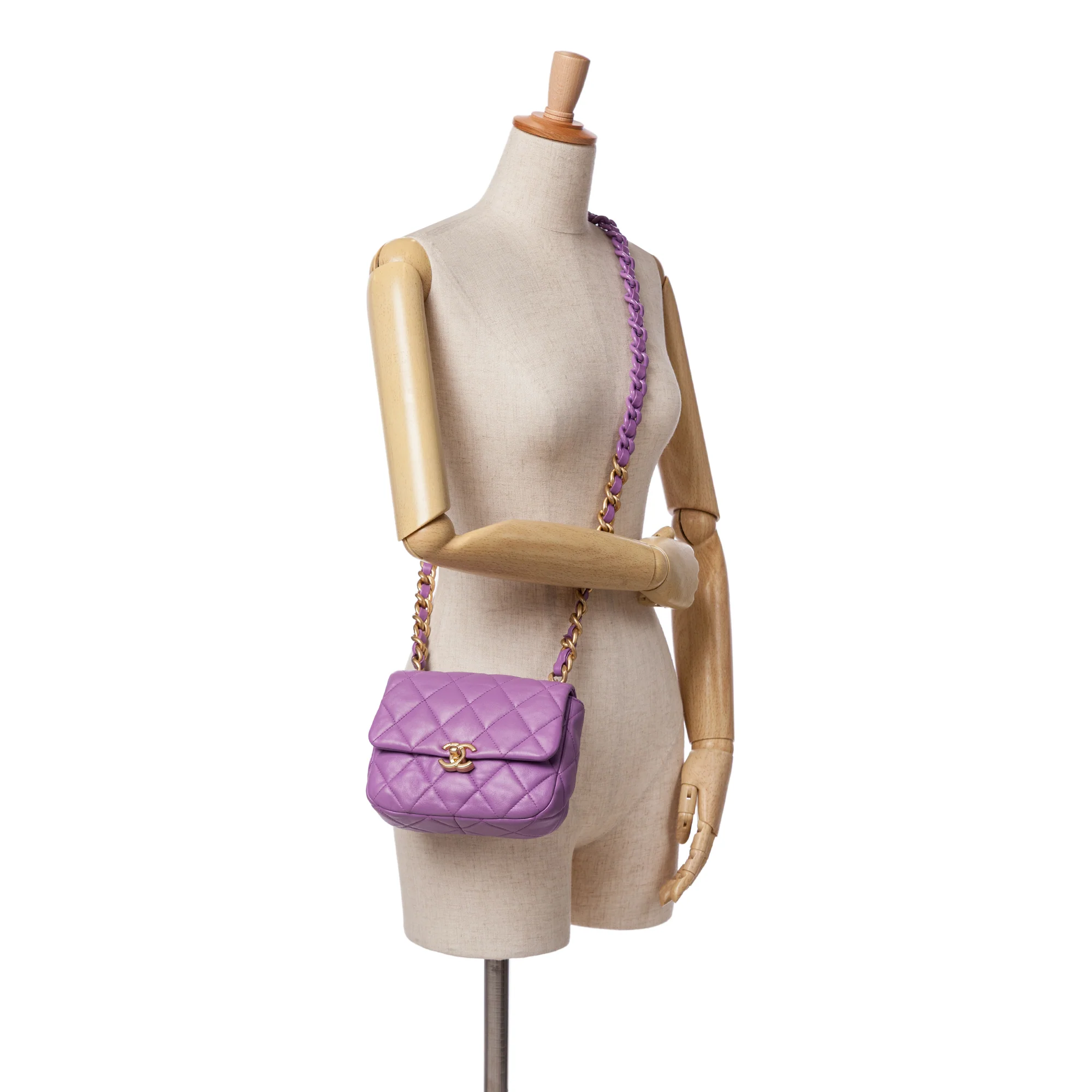 Chanel | Pre-Owned Mini Quilted Lambskin Candy Chain Flap - I | Purple - Image 10