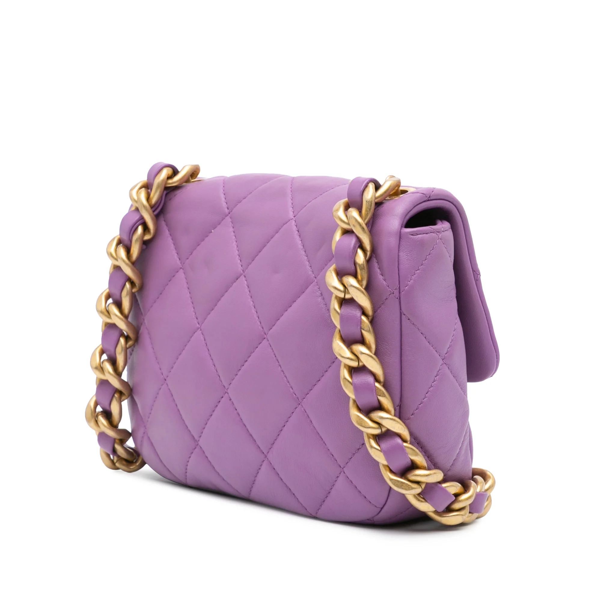 Chanel | Pre-Owned Mini Quilted Lambskin Candy Chain Flap - I | Purple - Image 3
