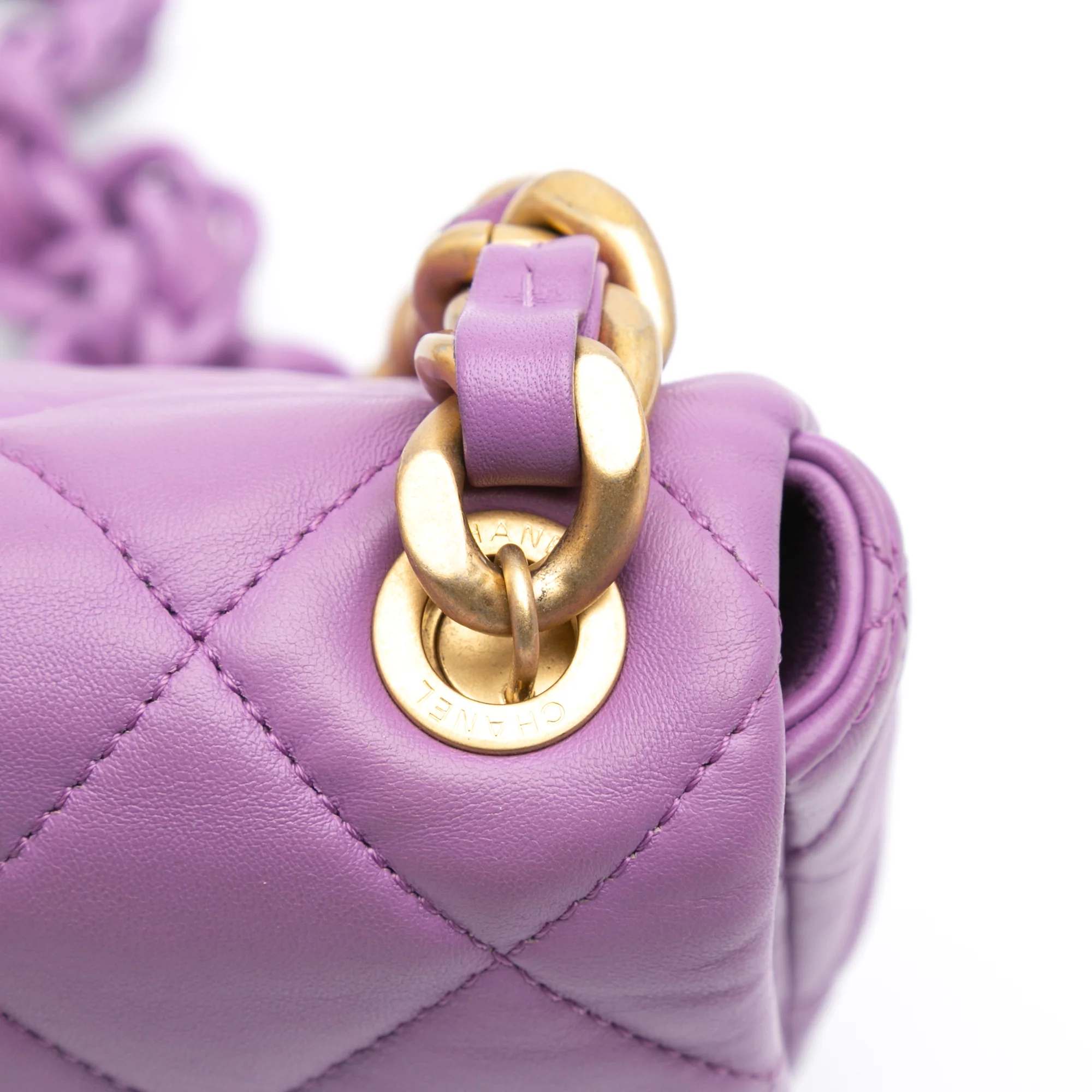Chanel | Pre-Owned Mini Quilted Lambskin Candy Chain Flap - I | Purple - Image 9