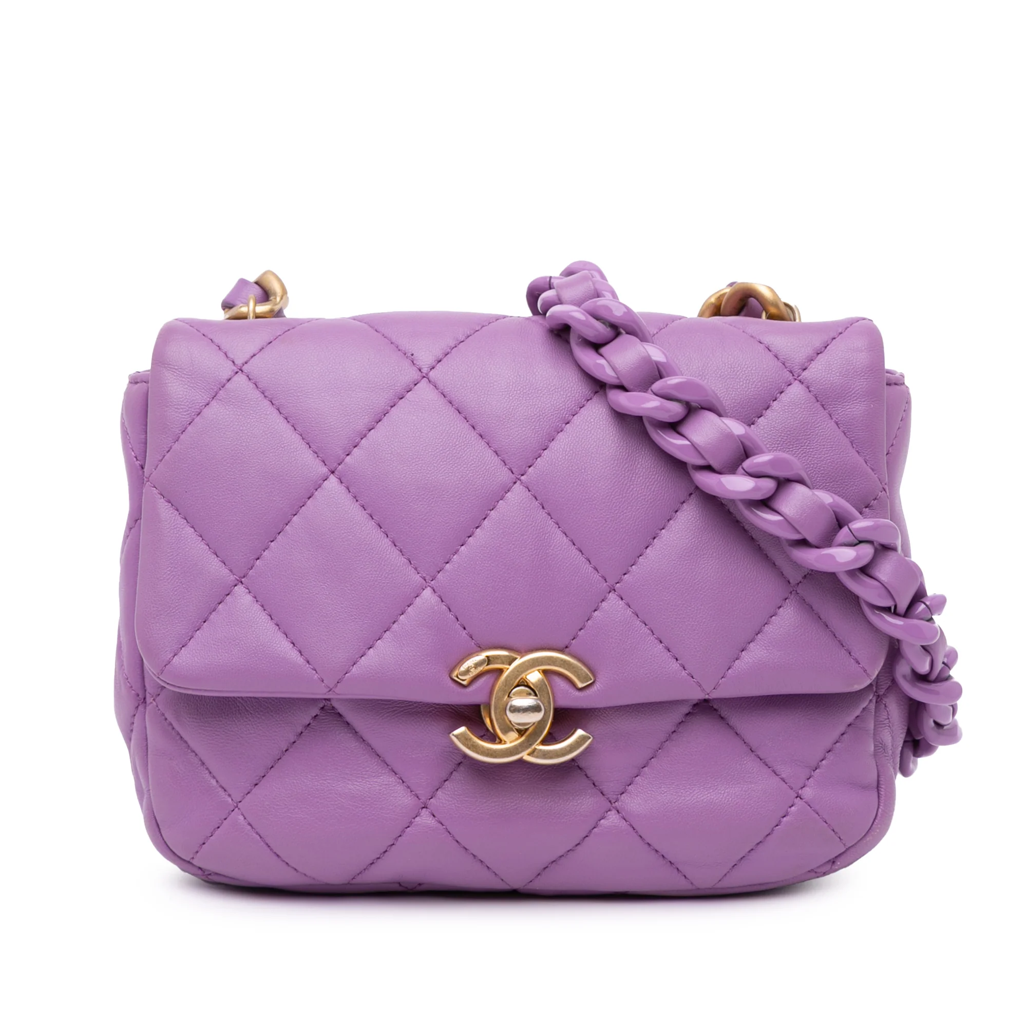Chanel | Pre-Owned Mini Quilted Lambskin Candy Chain Flap - II | Purple
