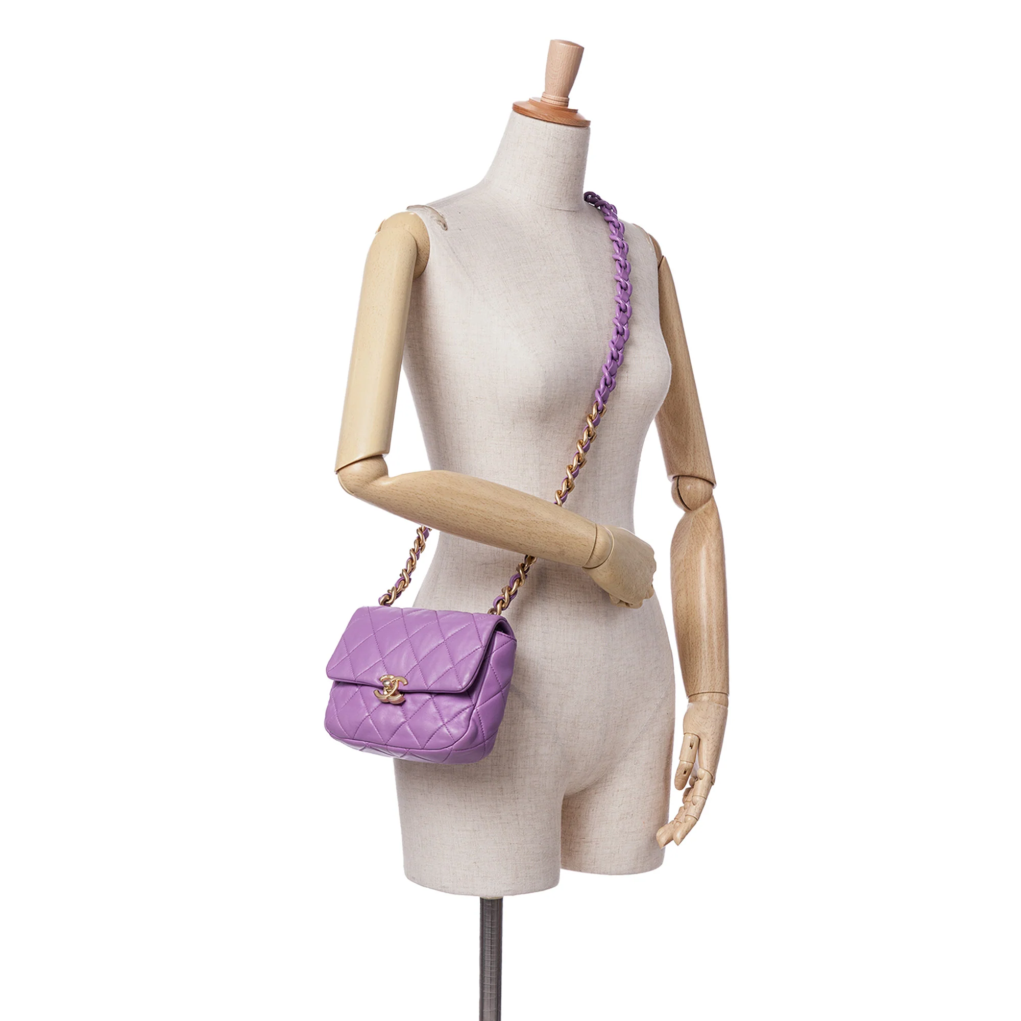 Chanel | Pre-Owned Mini Quilted Lambskin Candy Chain Flap - II | Purple - Image 3