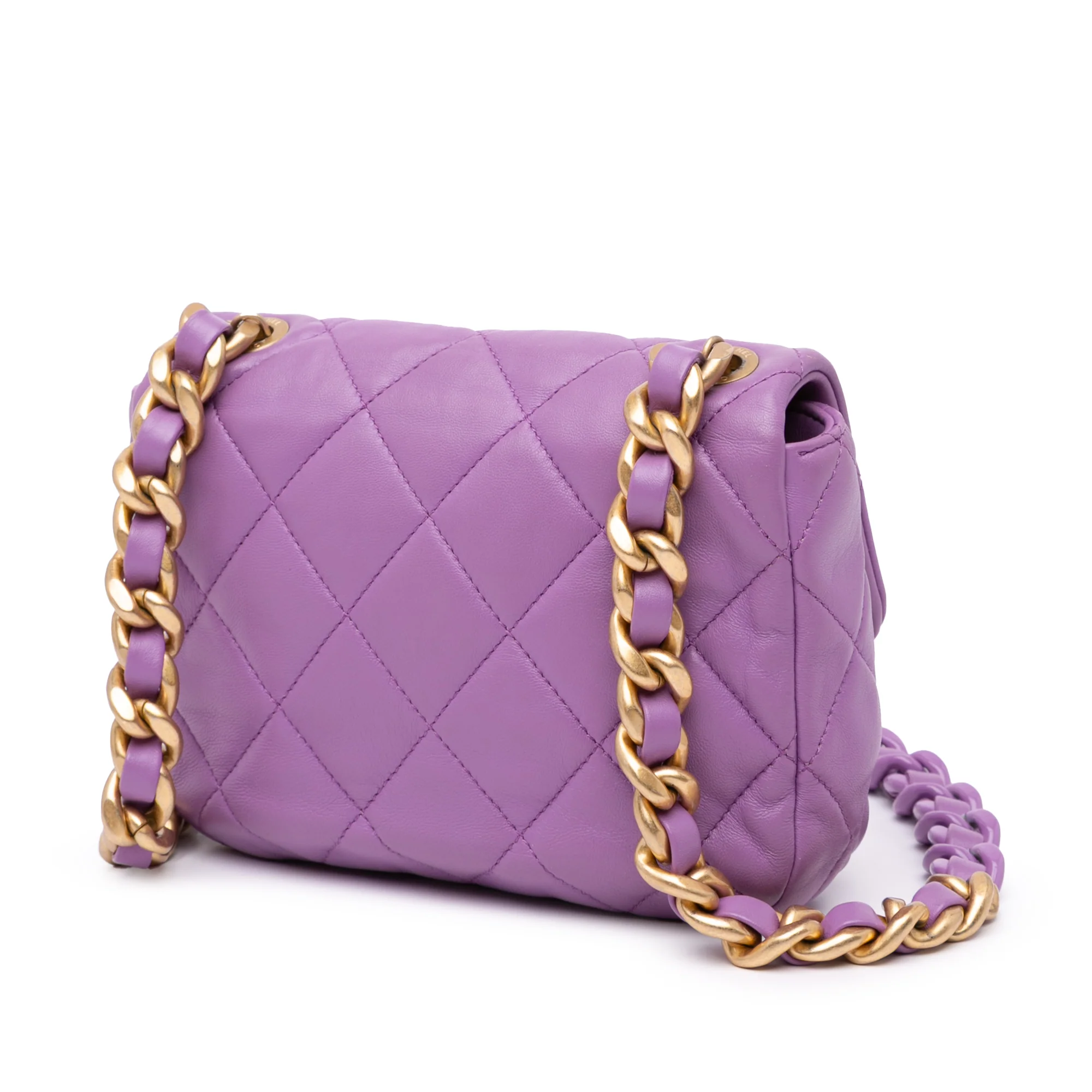Chanel | Pre-Owned Mini Quilted Lambskin Candy Chain Flap - II | Purple - Image 4