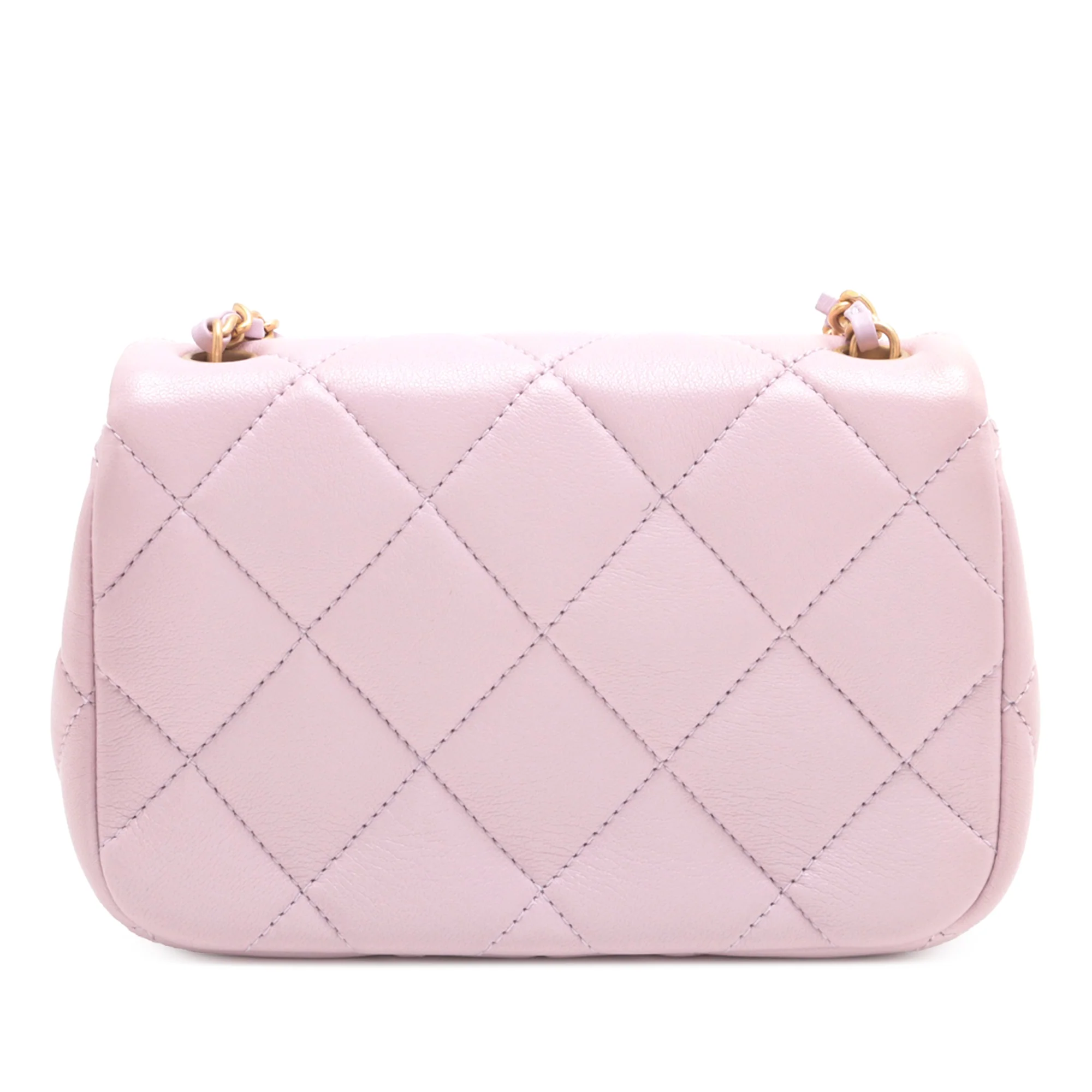 Chanel | Pre-Owned Mini Quilted Lambskin Double Pearl Flap | Pink/Light Pink - Image 2