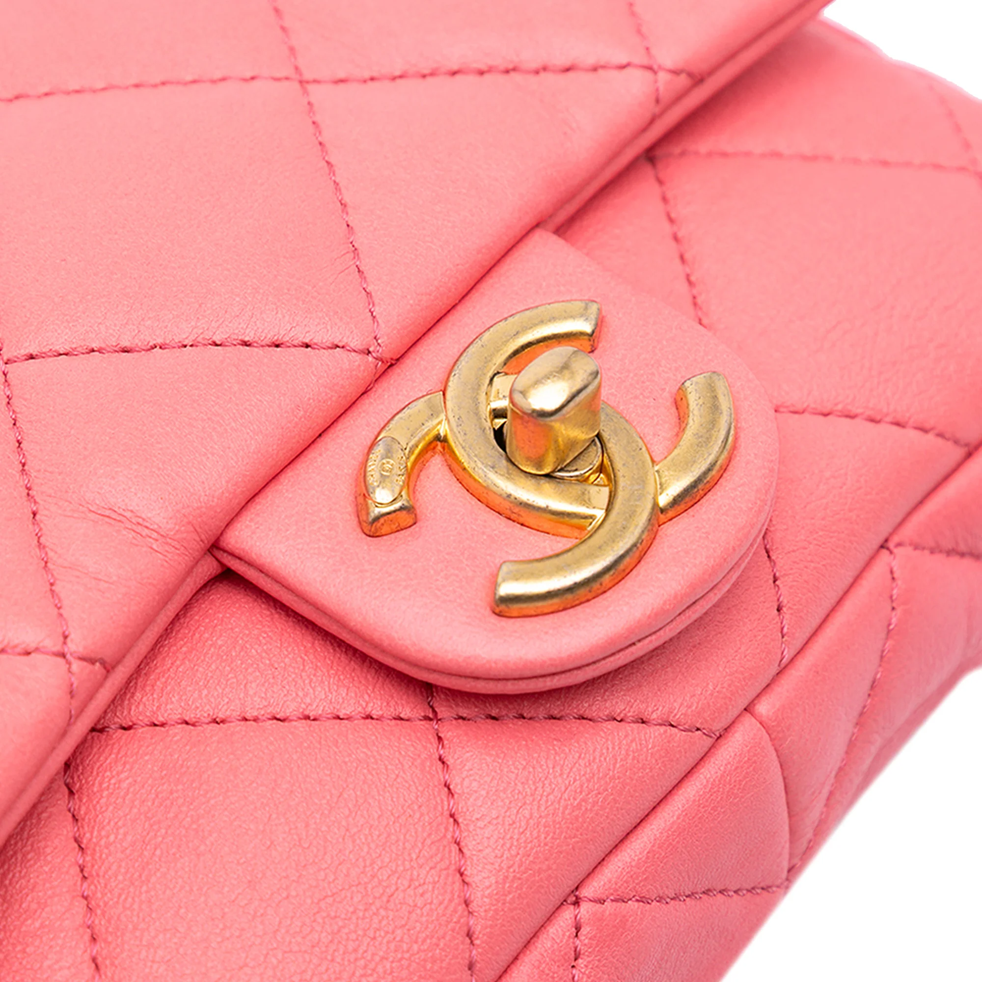 Chanel | Pre-Owned Mini Quilted Lambskin Funky Town Flap - I | Pink - Image 10