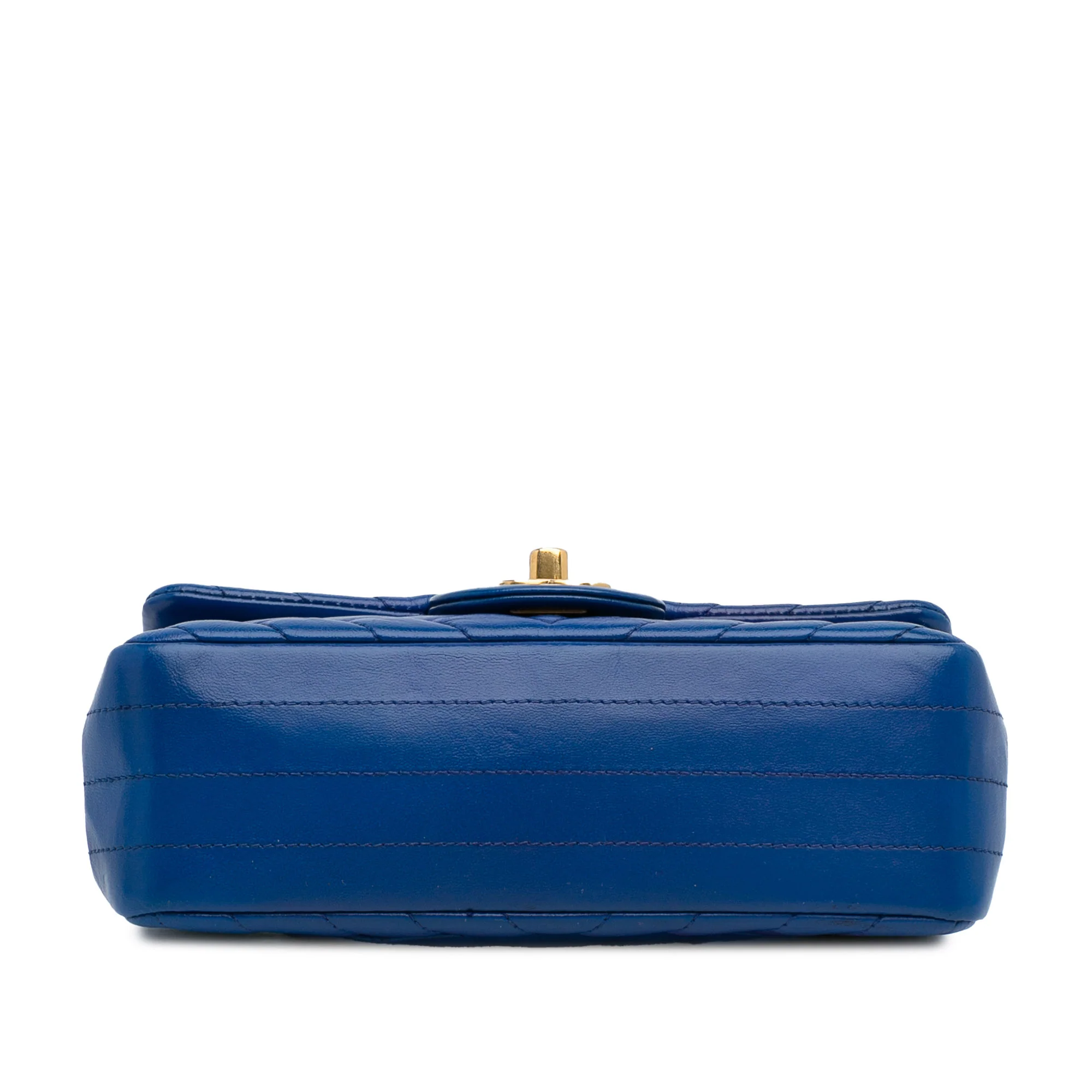 Chanel | Pre-Owned Mini Rectangular Chevron Lambskin Flap | Blue - Image 7