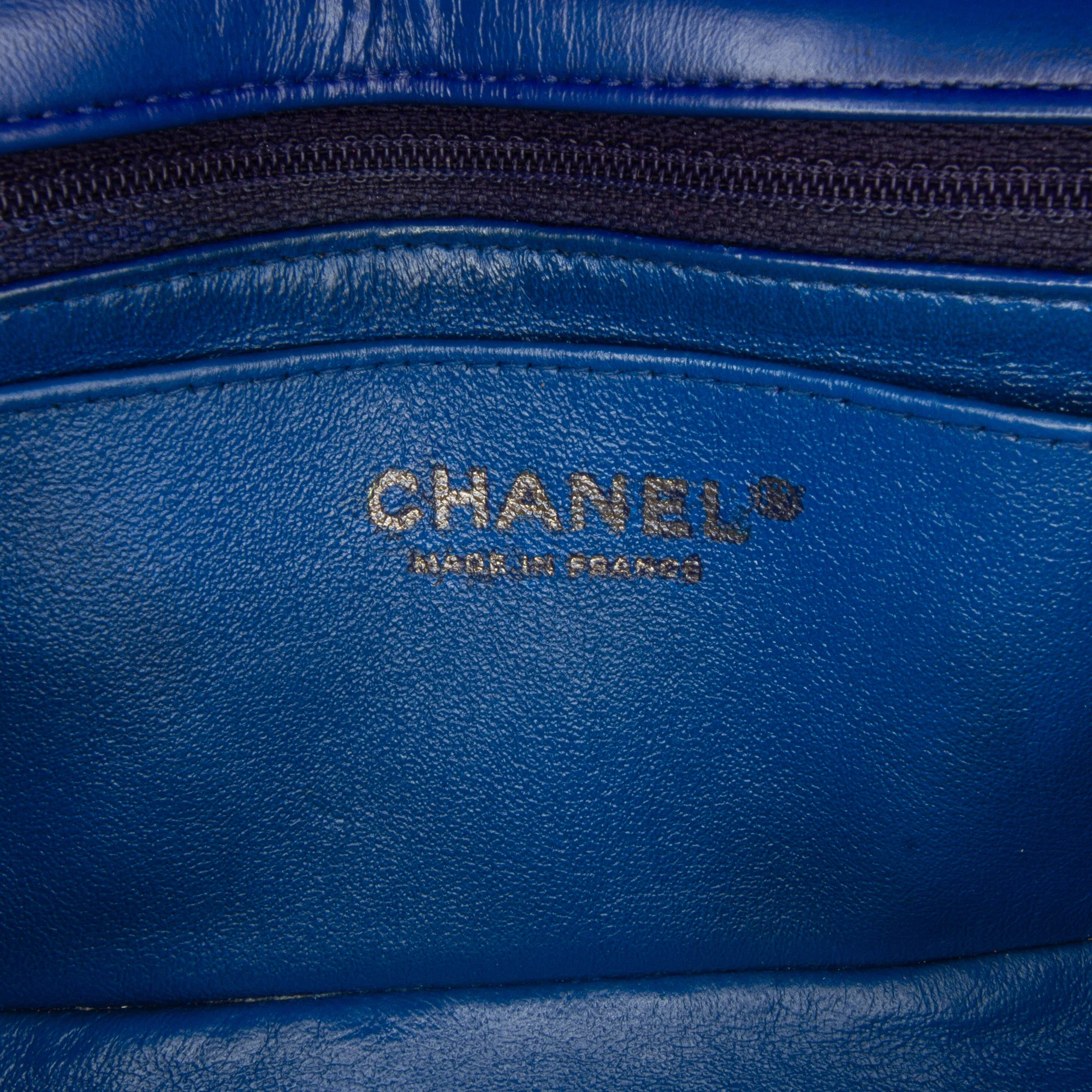 Chanel | Pre-Owned Mini Rectangular Chevron Lambskin Flap | Blue - Image 9