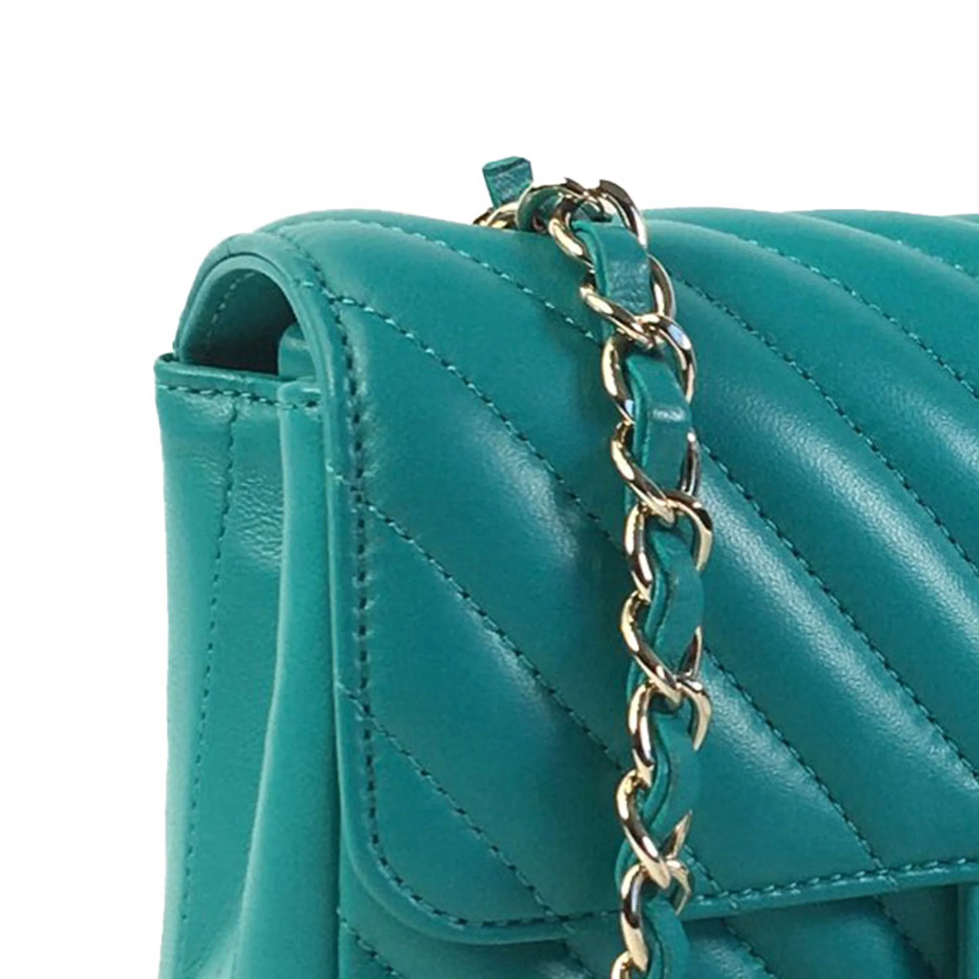 Chanel | Pre-Owned Mini Rectangular Chevron Lambskin Single Flap | Green - Image 5