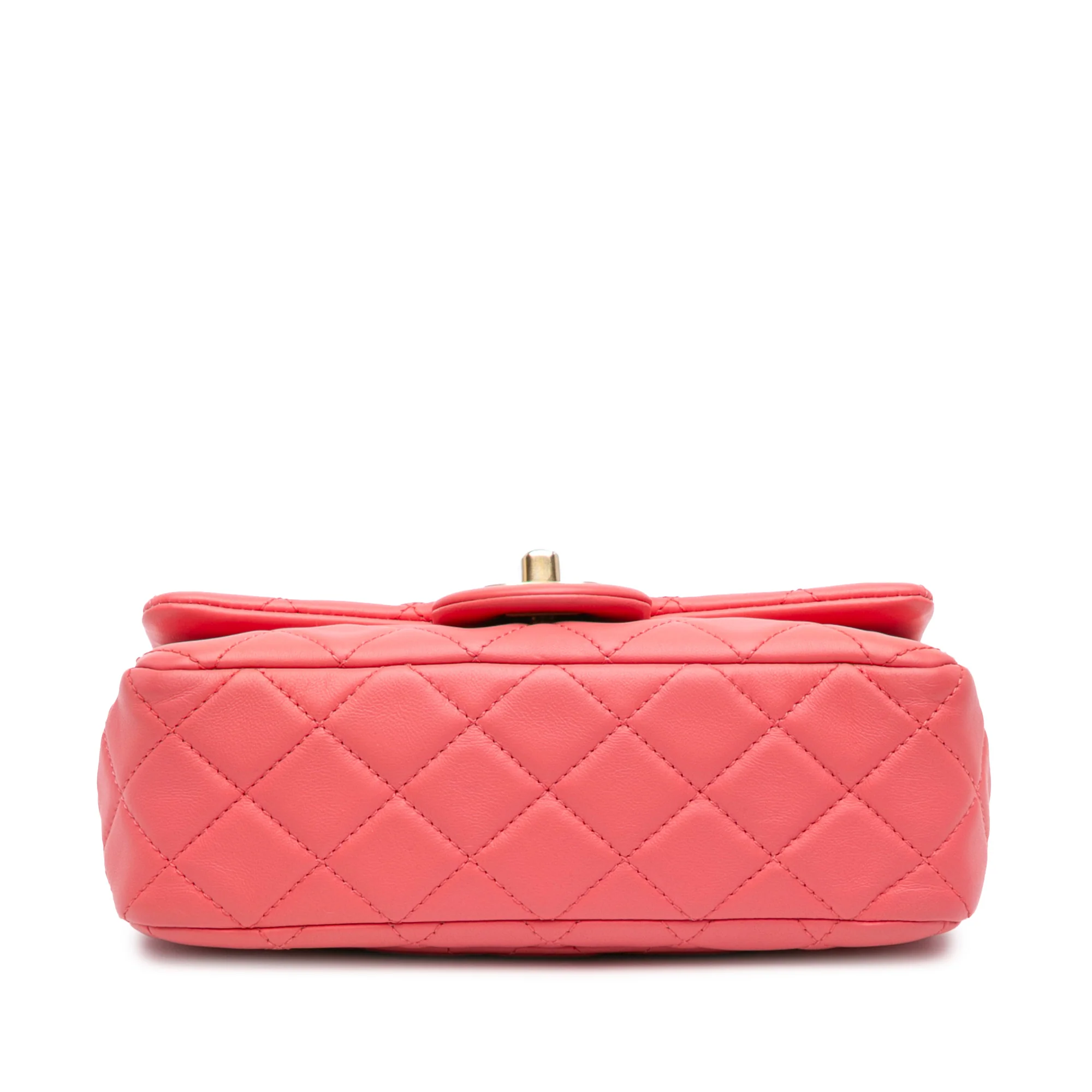 Chanel | Pre-Owned Mini Rectangular Classic Lambskin Pearl Crush Single Flap | Pink - Image 4