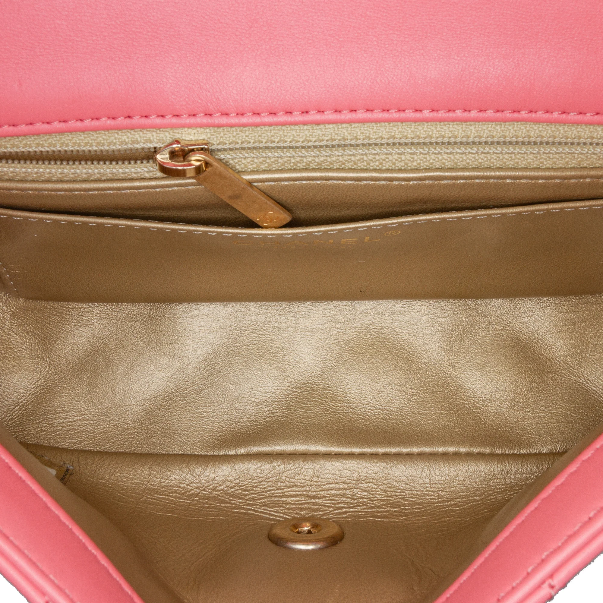 Chanel | Pre-Owned Mini Rectangular Classic Lambskin Pearl Crush Single Flap | Pink - Image 5