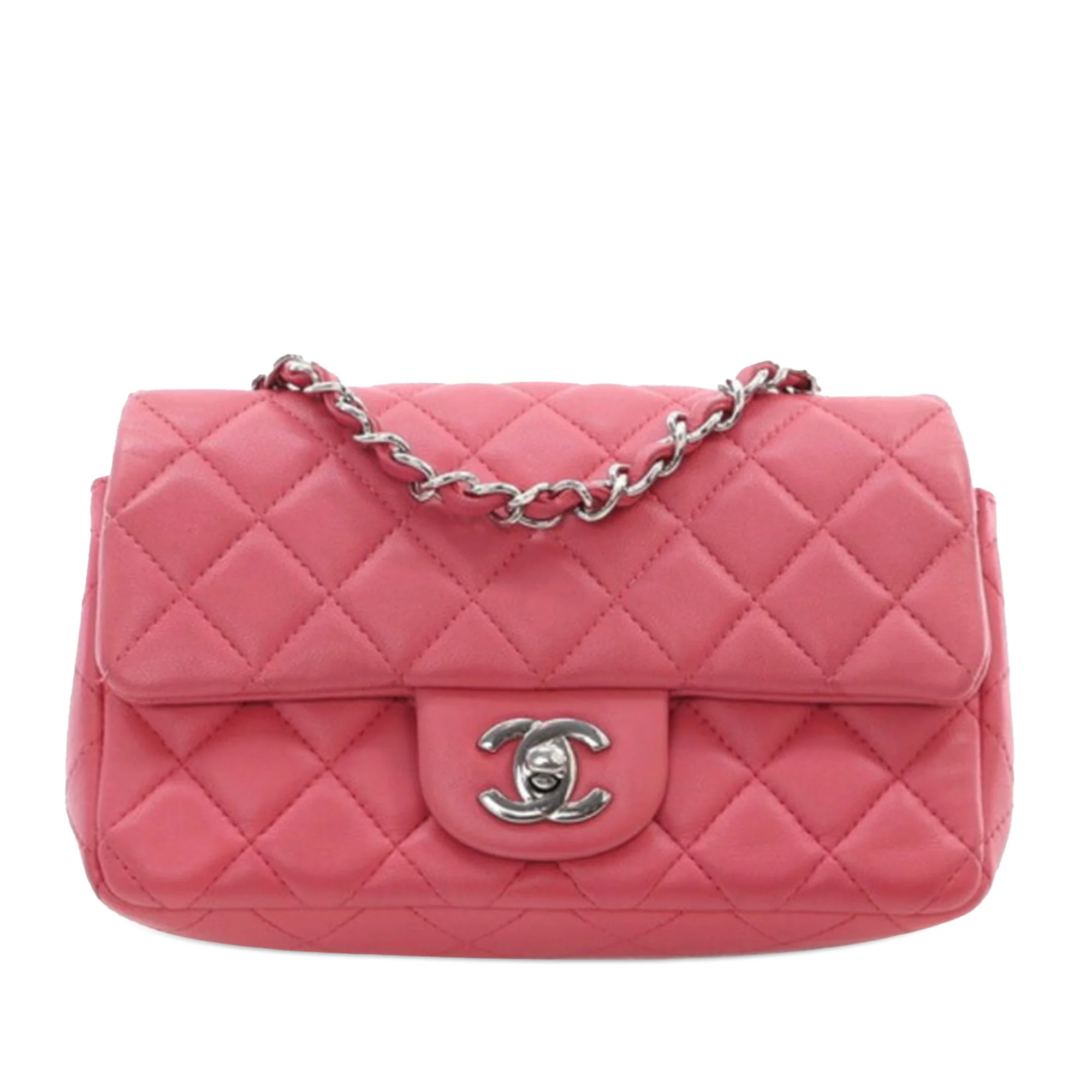 Chanel | Pre-Owned Mini Rectangular Classic Lambskin Single Flap | Pink