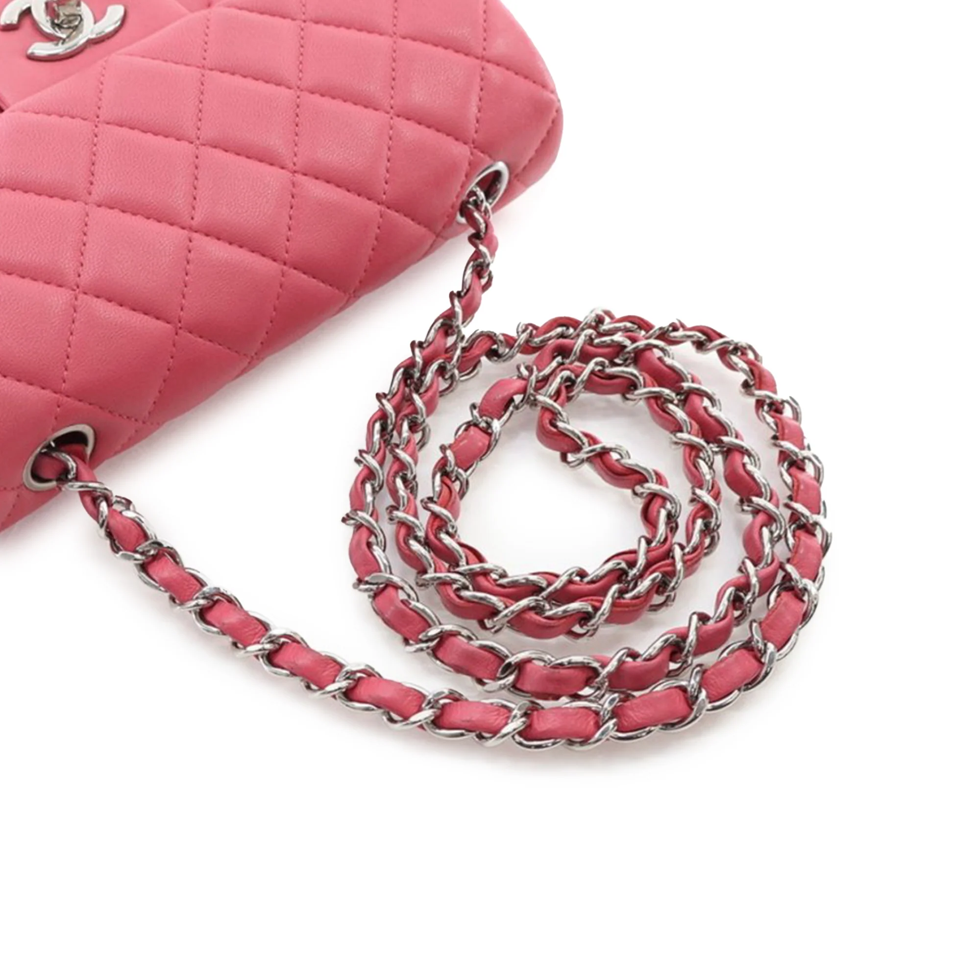 Chanel | Pre-Owned Mini Rectangular Classic Lambskin Single Flap | Pink - Image 2