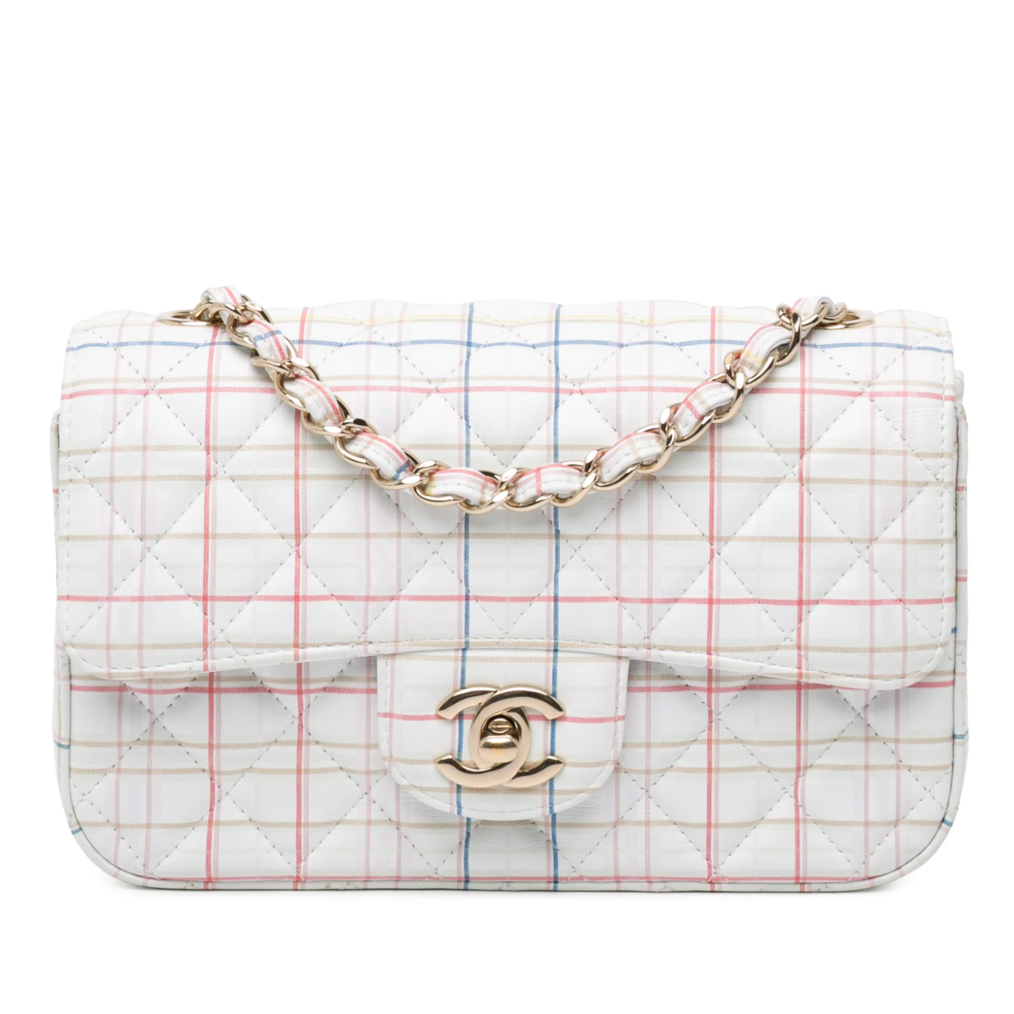 Chanel | Pre-Owned Mini Rectangular Classic Printed Calfskin Single Flap | White