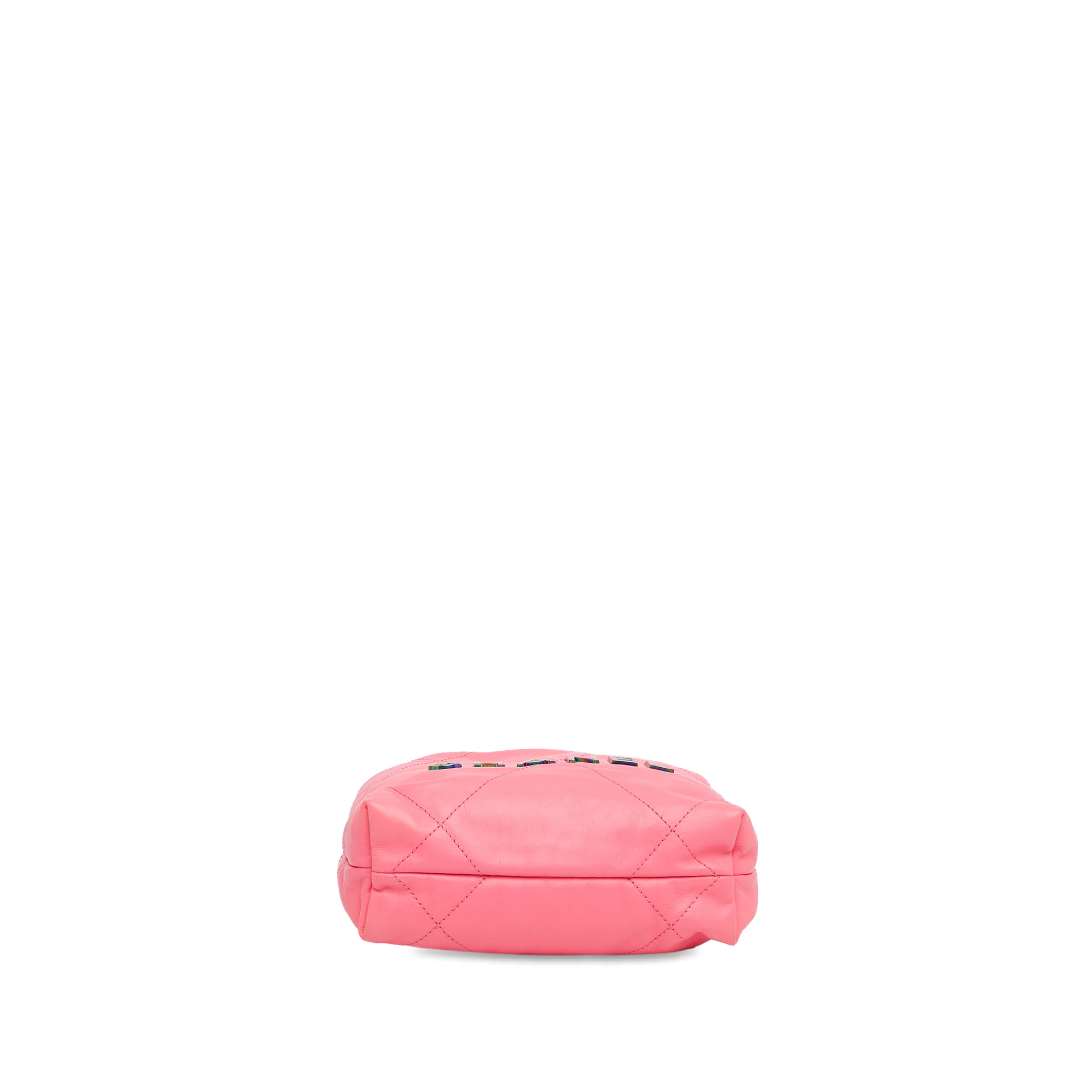 Chanel | Pre-Owned Mini Shiny Calfskin Rainbow Hardware 22 Handbag | Pink - Image 4