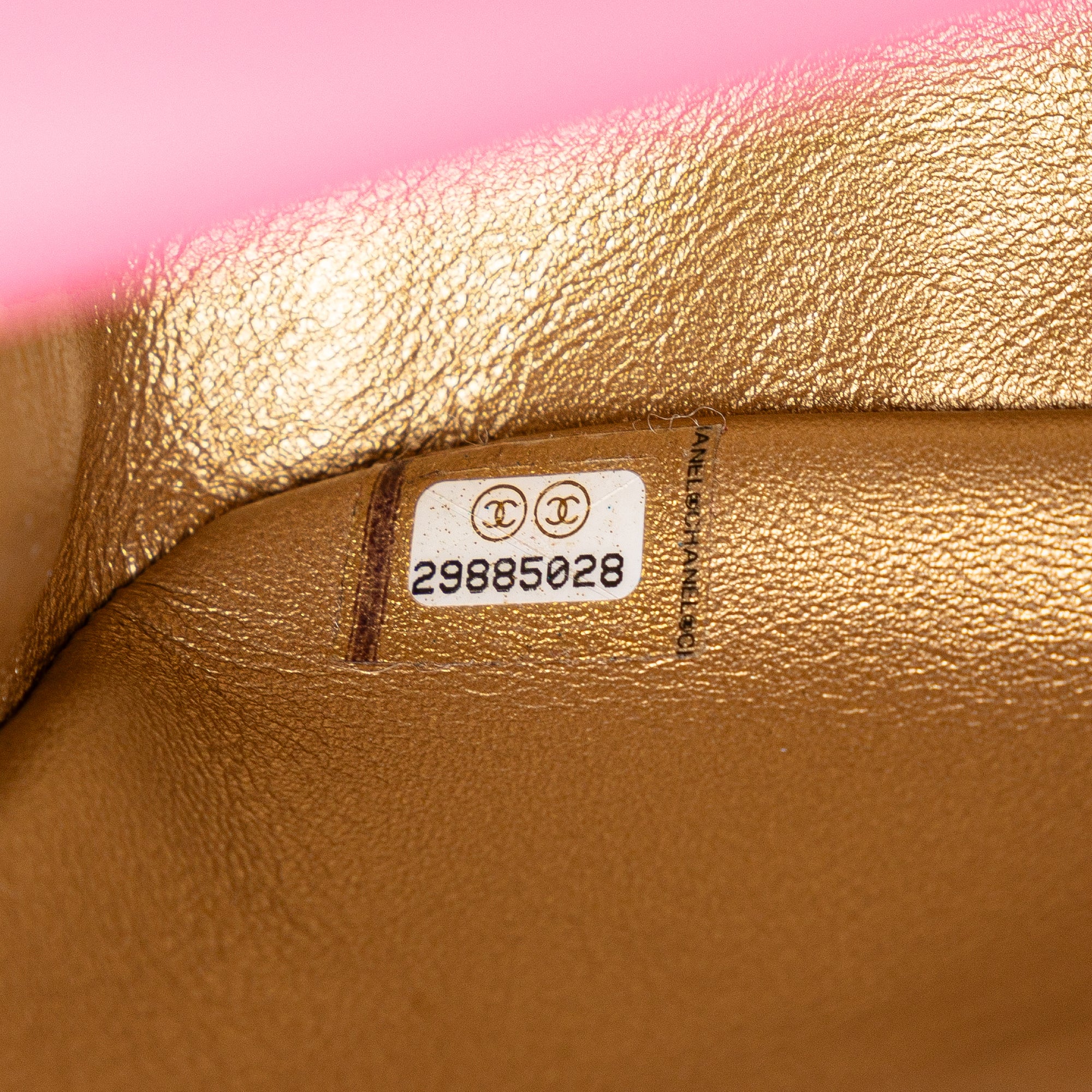 Chanel | Pre-Owned Mini Square Classic Lambskin Pearl Crush Single Flap | Pink - Image 8