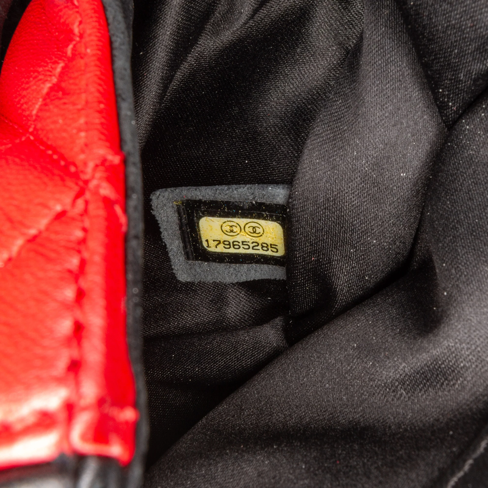 Chanel | Pre-Owned Mini Square Lambskin Graphic Flap Crossbody | Red/BlackBlack - Image 10