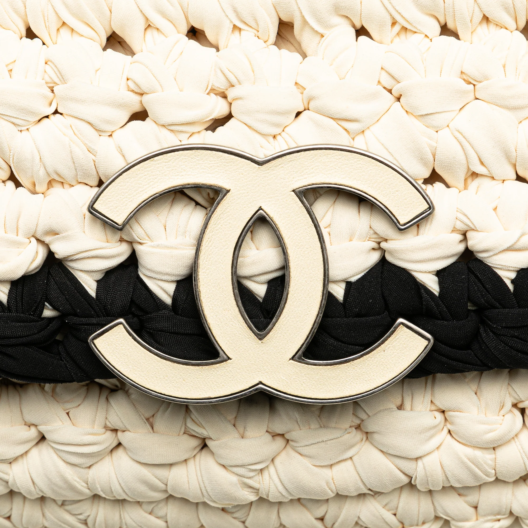 Chanel | Pre-Owned Neoprene Fancy Crochet Flap | White/Ivory - Image 9