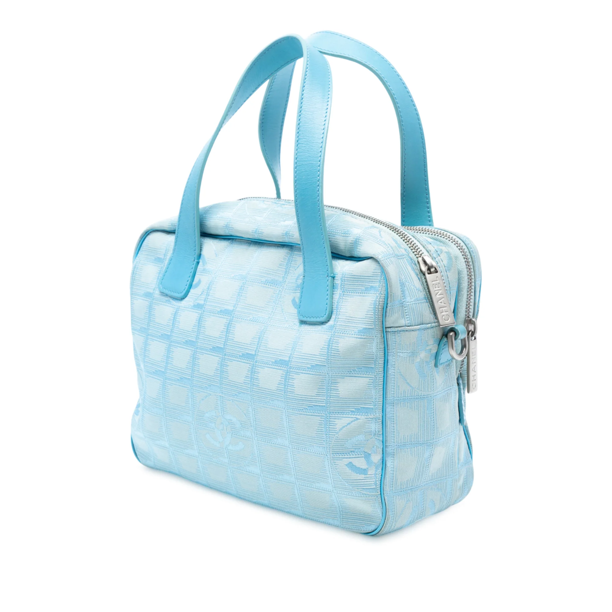 Chanel | Pre-Owned New Travel Line Nylon Satchel | Blue/Light Blue - Image 2