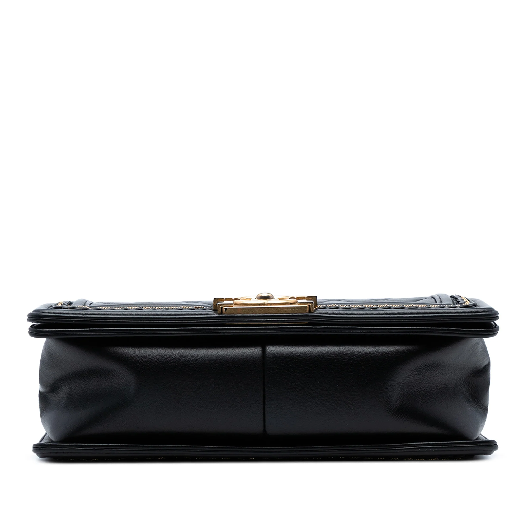 Chanel | Pre-Owned Old Medium Quilted Lambskin Chain Boy Flap | Black - Image 3
