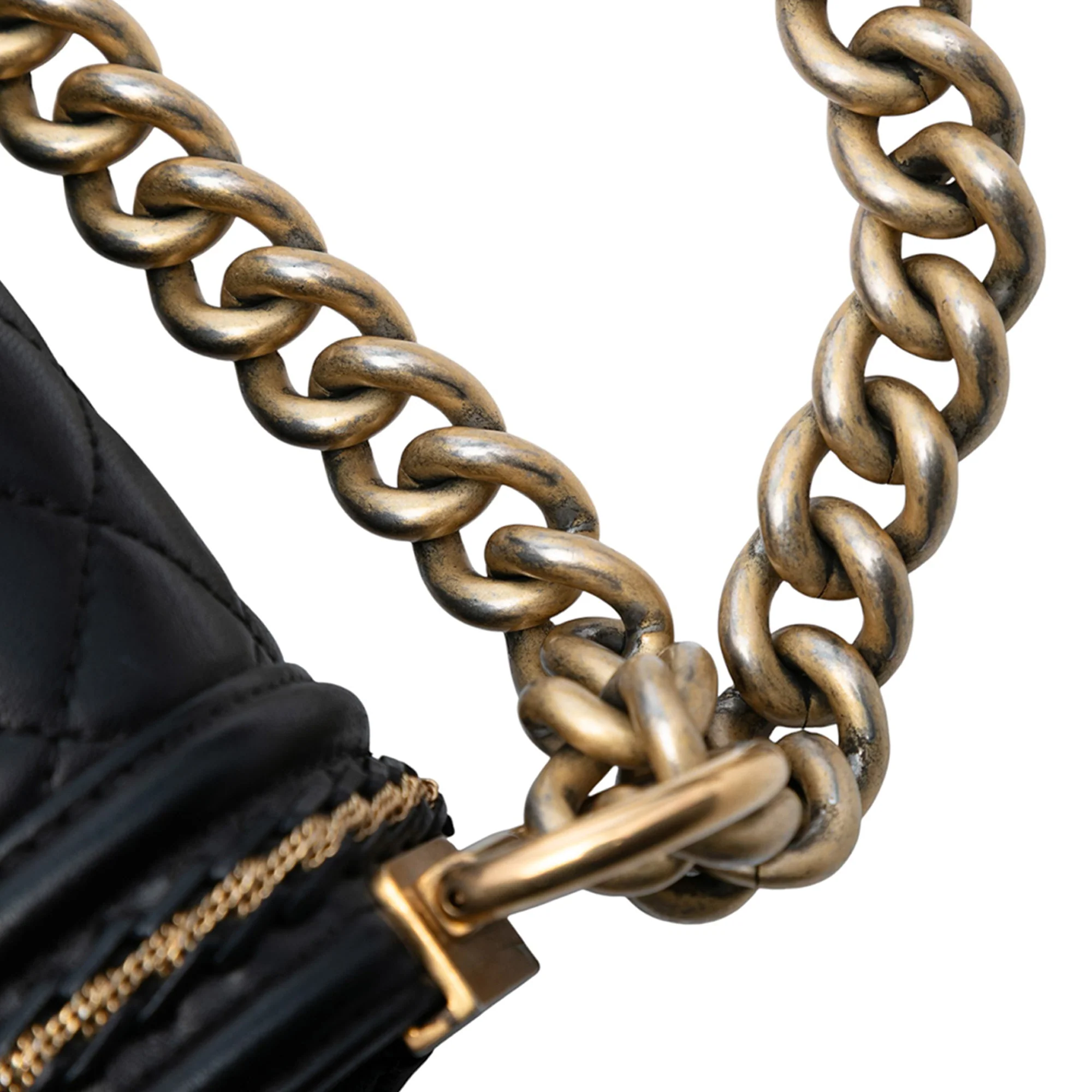 Chanel | Pre-Owned Old Medium Quilted Lambskin Chain Boy Flap | Black - Image 7