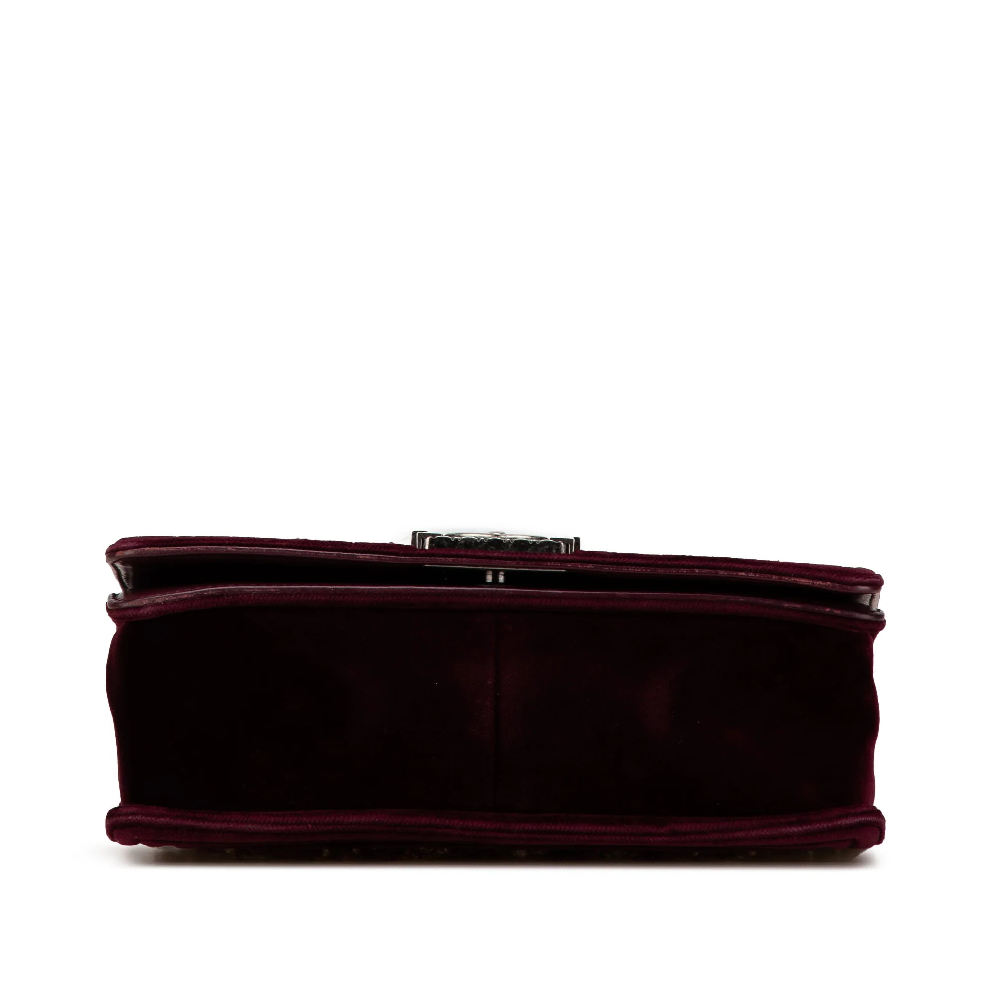 Chanel | Pre-Owned Old Medium Velvet and Tweed Boy Flap - II | Red/Burgundy - Image 3