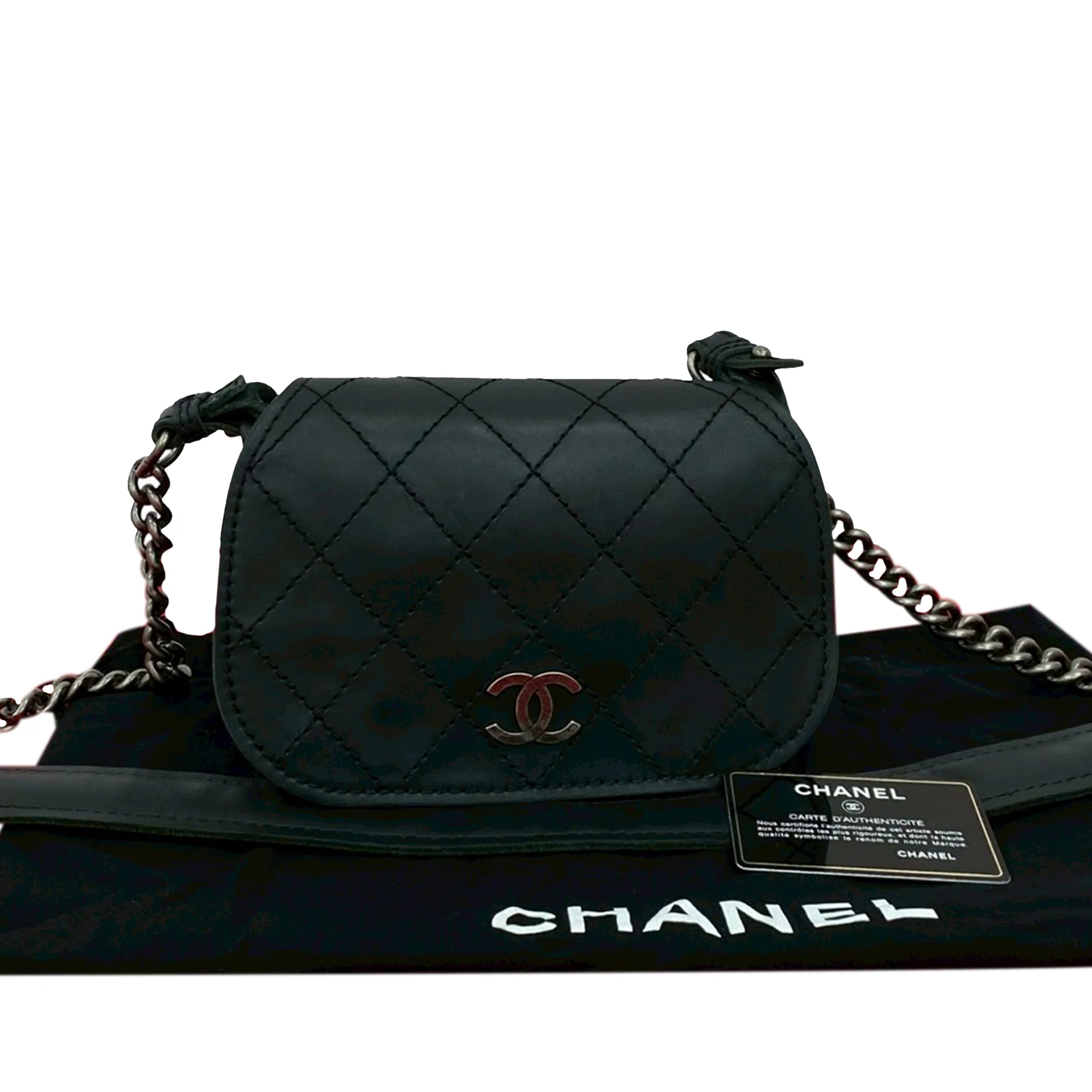 Chanel | Pre-Owned Paris-Edinburgh Mini Calfskin Highlander Flap | Black - Image 2