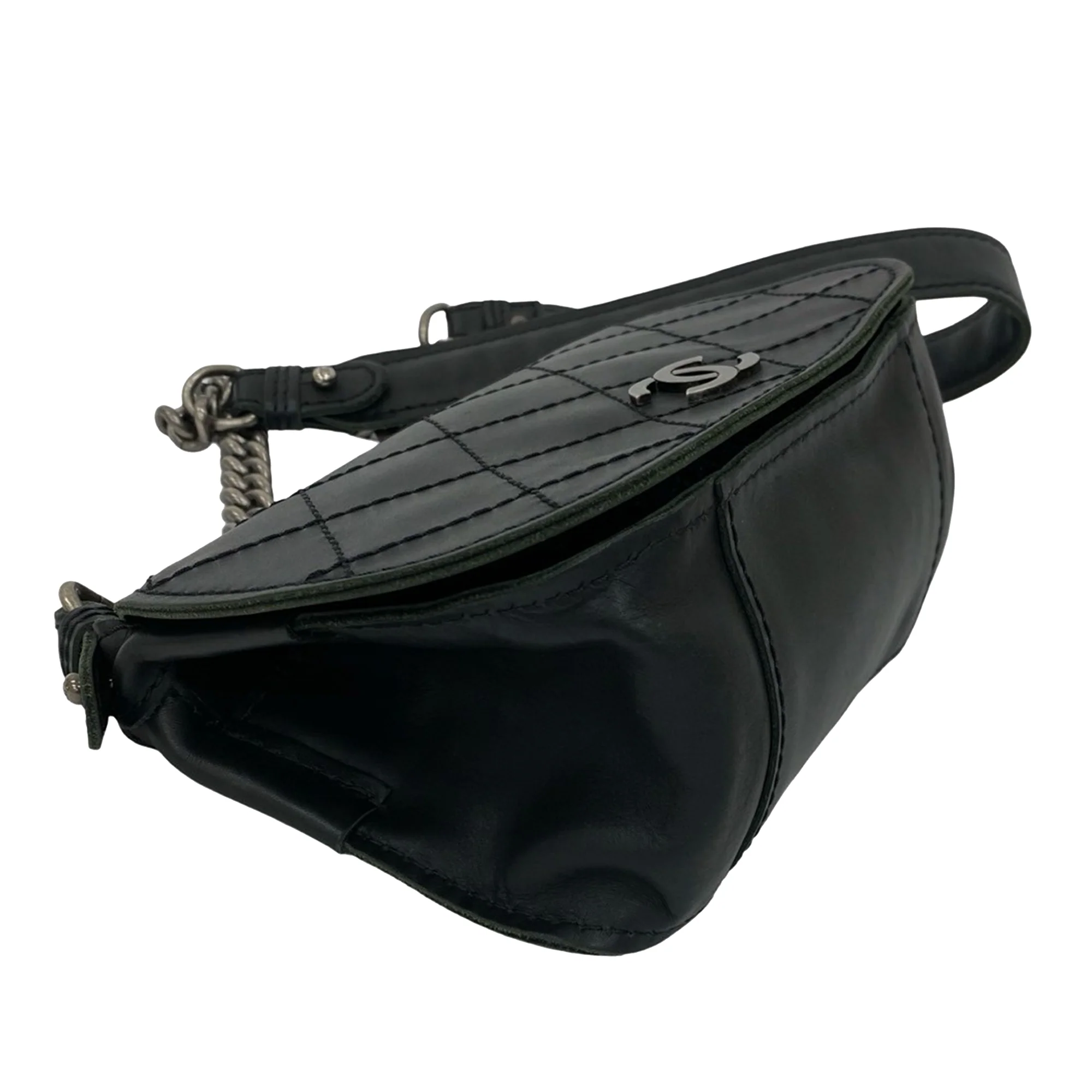 Chanel | Pre-Owned Paris-Edinburgh Mini Calfskin Highlander Flap | Black - Image 4