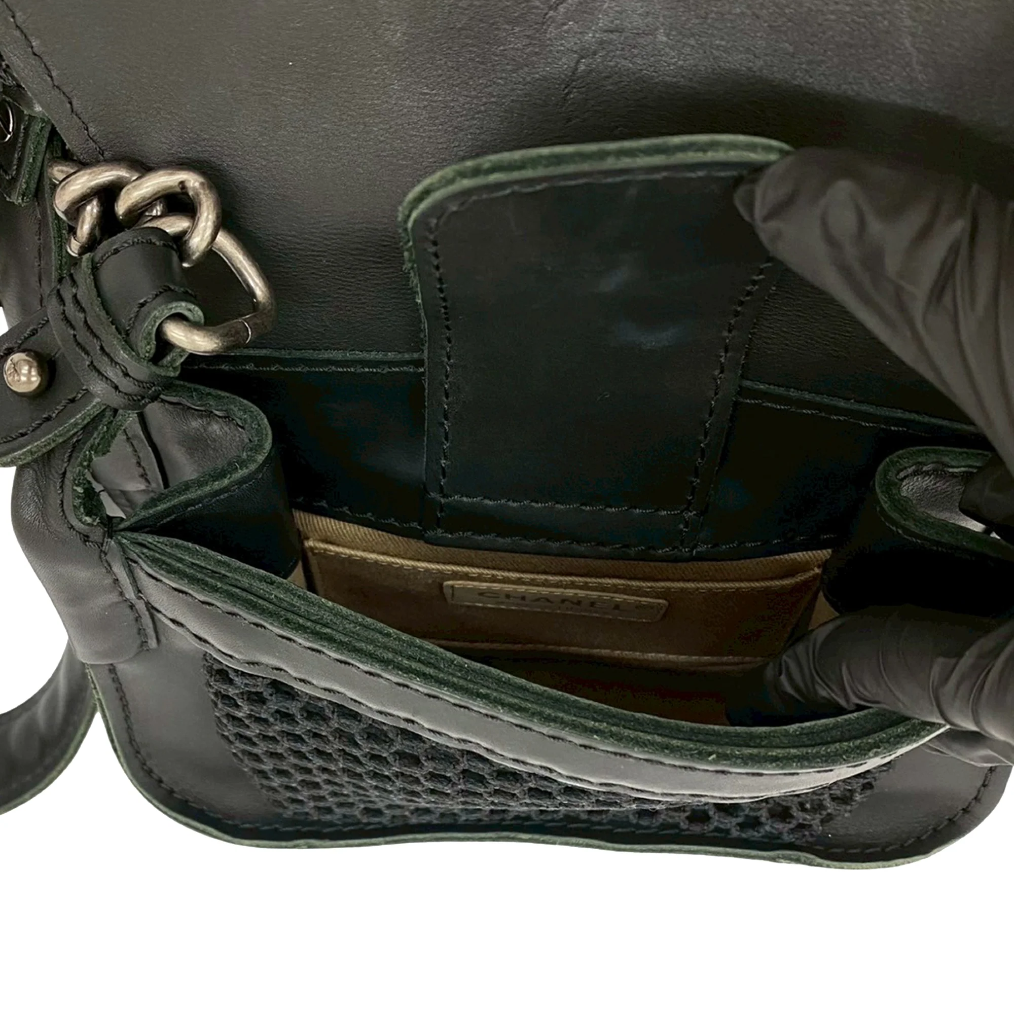 Chanel | Pre-Owned Paris-Edinburgh Mini Calfskin Highlander Flap | Black - Image 6