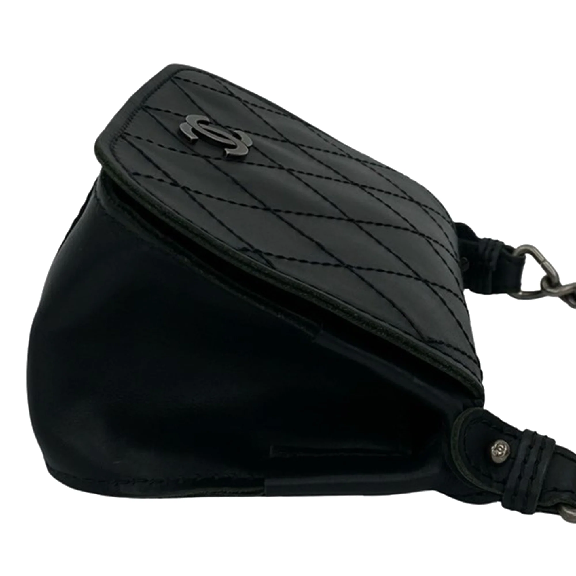 Chanel | Pre-Owned Paris-Edinburgh Mini Calfskin Highlander Flap | Black - Image 8