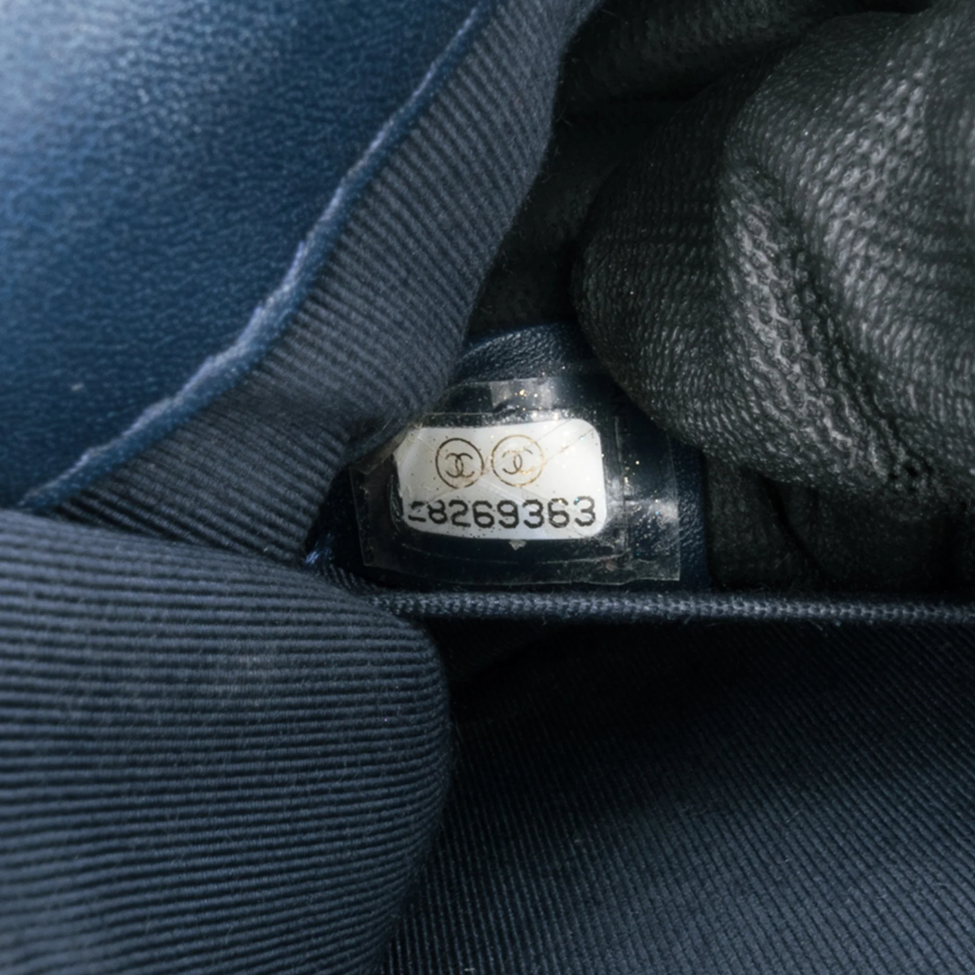 Chanel | Pre-Owned Paris New York Metallic Lambskin Striped North South Boy Flap | Gold - Image 2