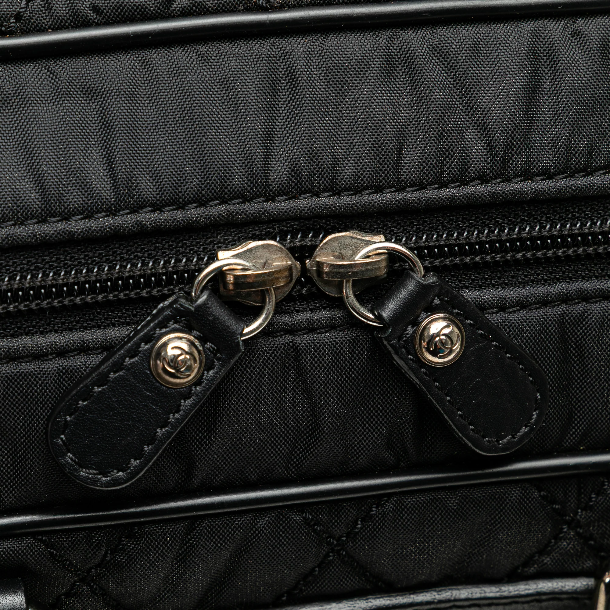Chanel | Pre-Owned Paris New York Quilted Nylon Duffle Handbag | Black - Image 12