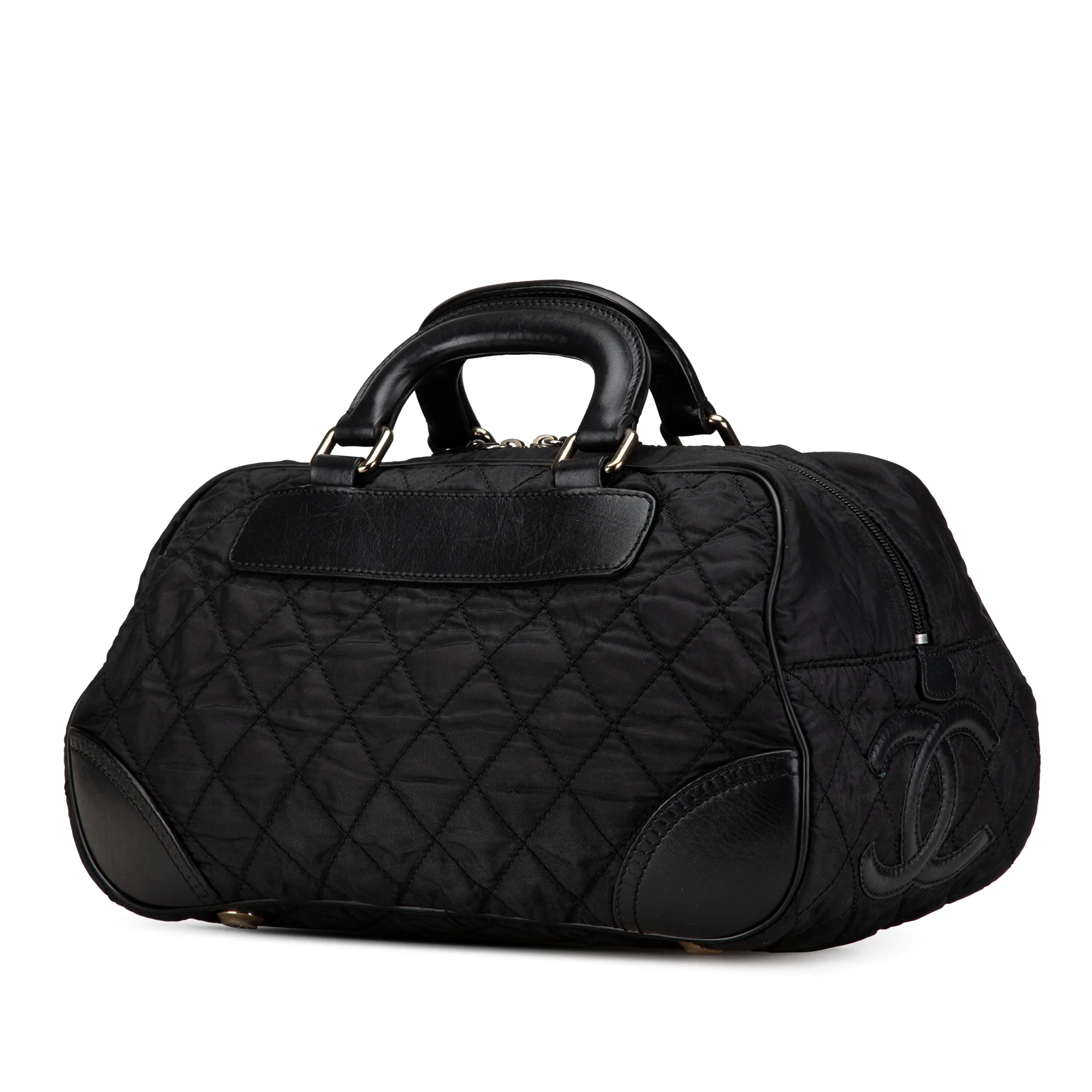 Chanel | Pre-Owned Paris New York Quilted Nylon Duffle Handbag | Black - Image 6