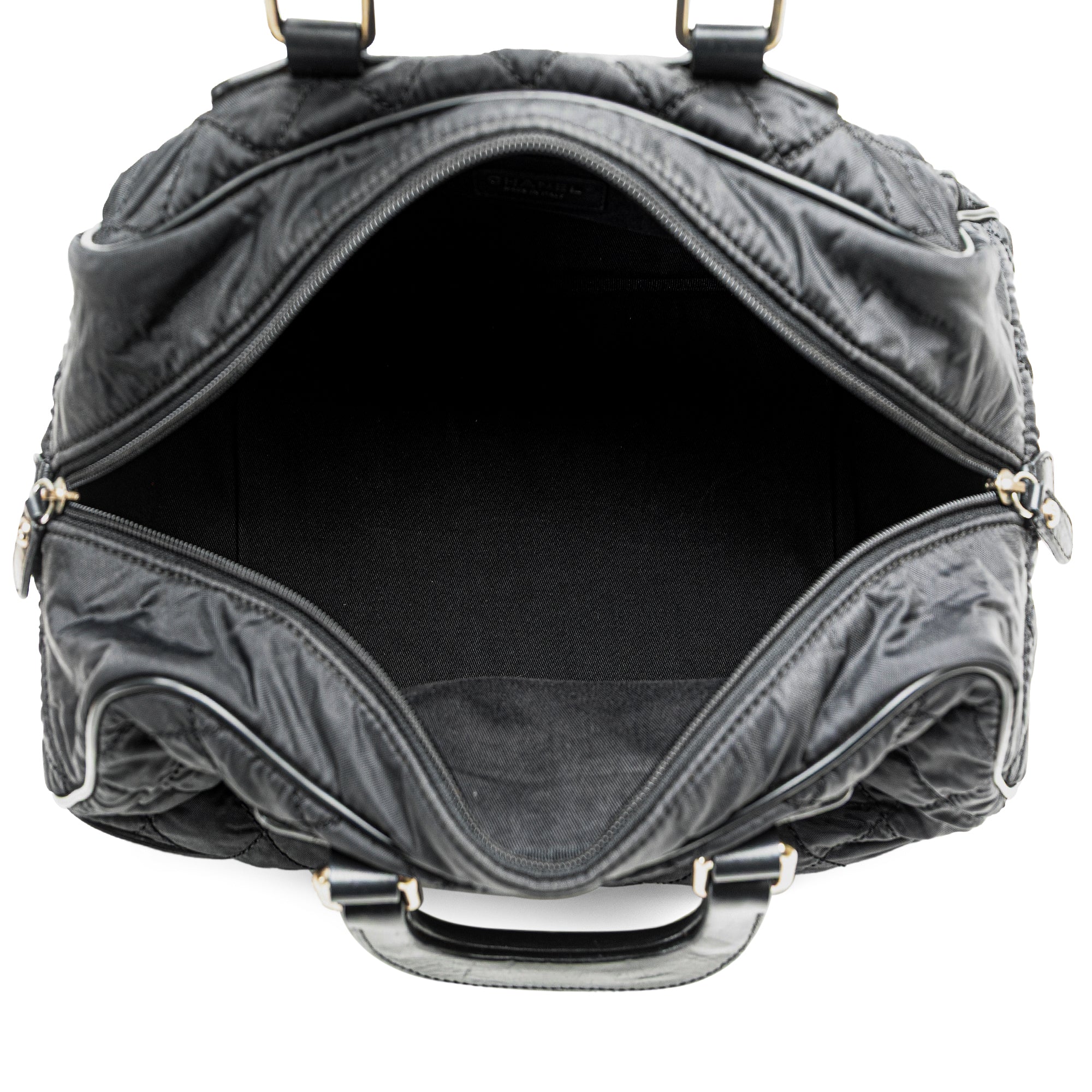 Chanel | Pre-Owned Paris New York Quilted Nylon Duffle Handbag | Black - Image 8