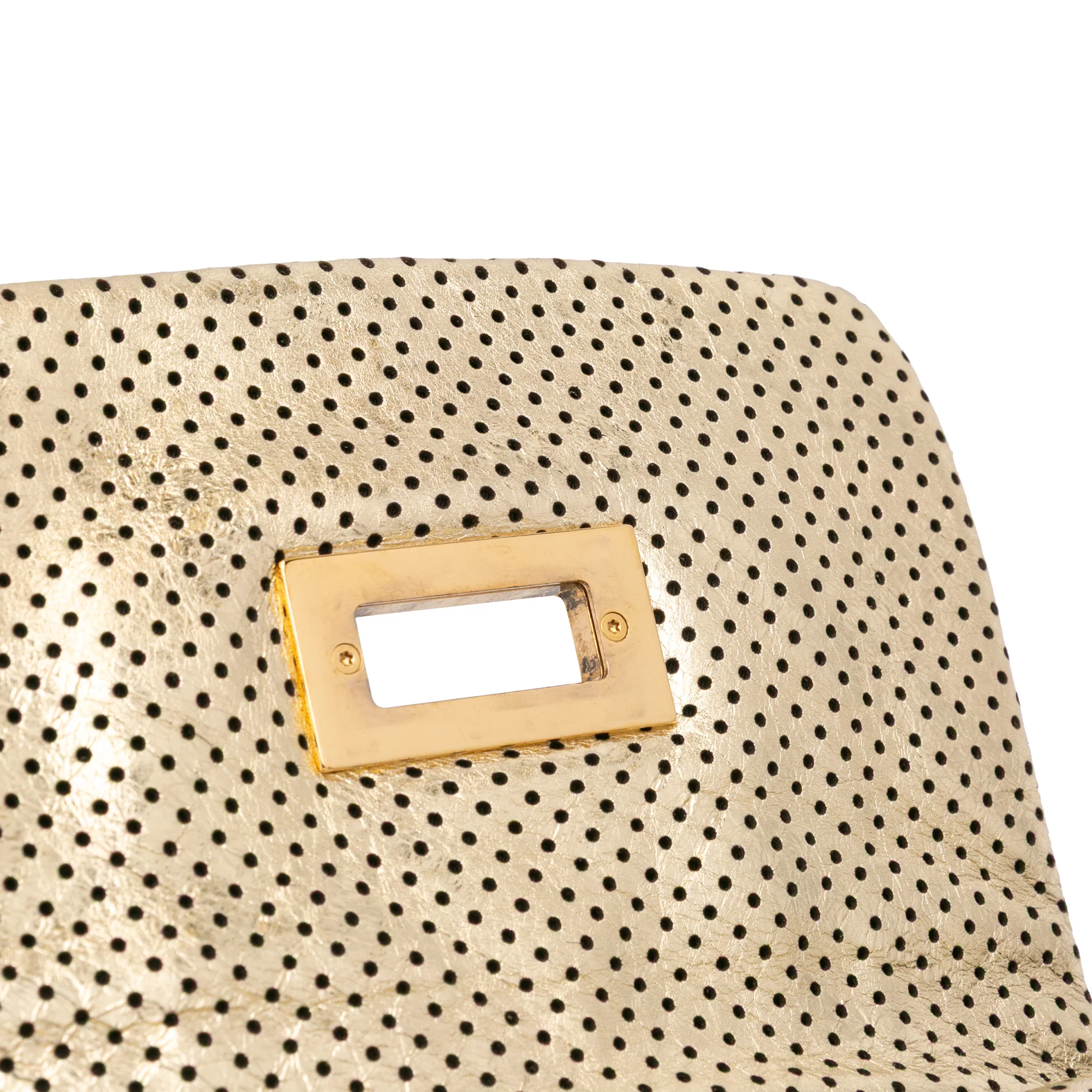 Chanel | Pre-Owned Perforated Crackled Metallic Calfskin Drill Tote | Gold - Image 9