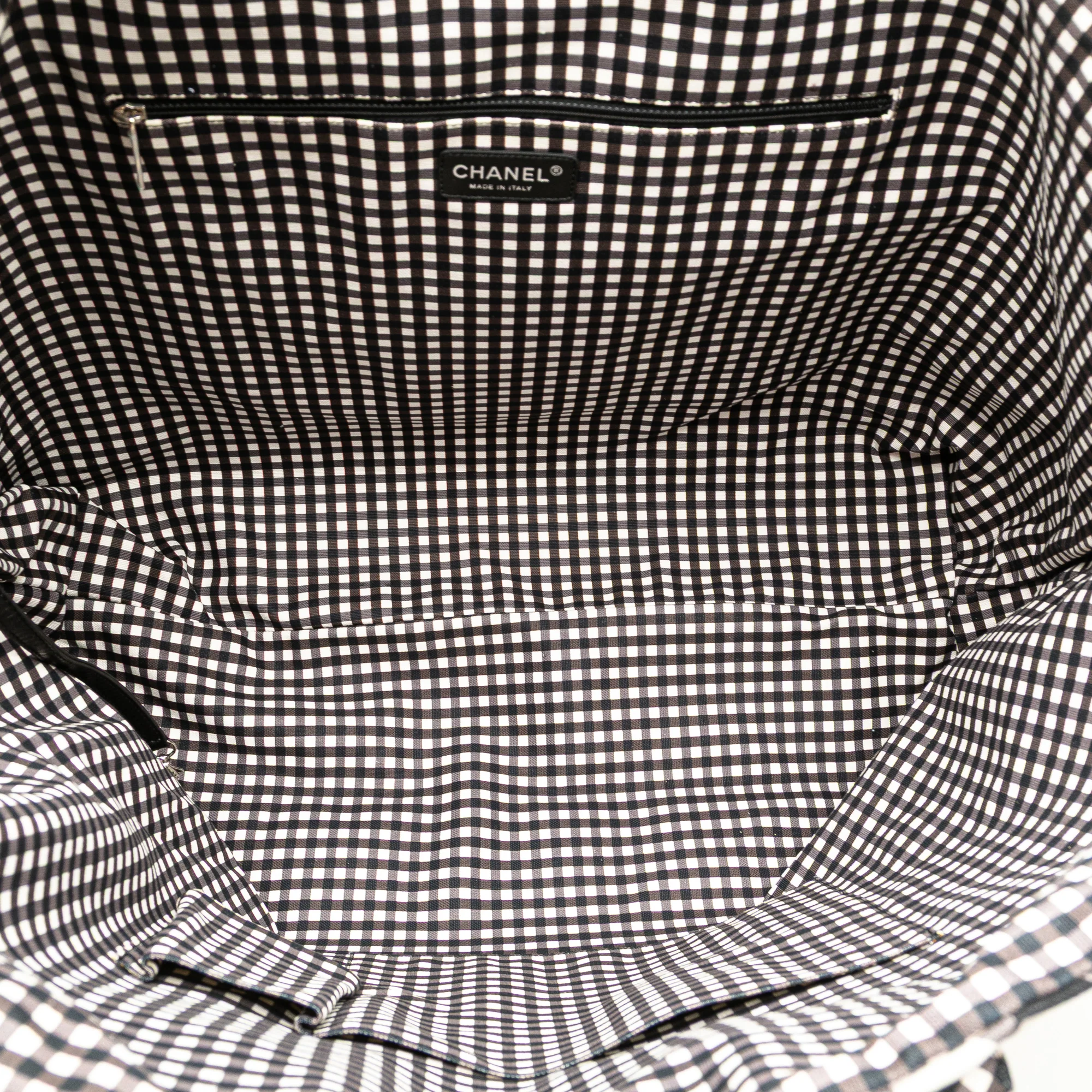 Chanel | Pre-Owned Printed Canvas Gingham Weekender Tote | White - Image 6