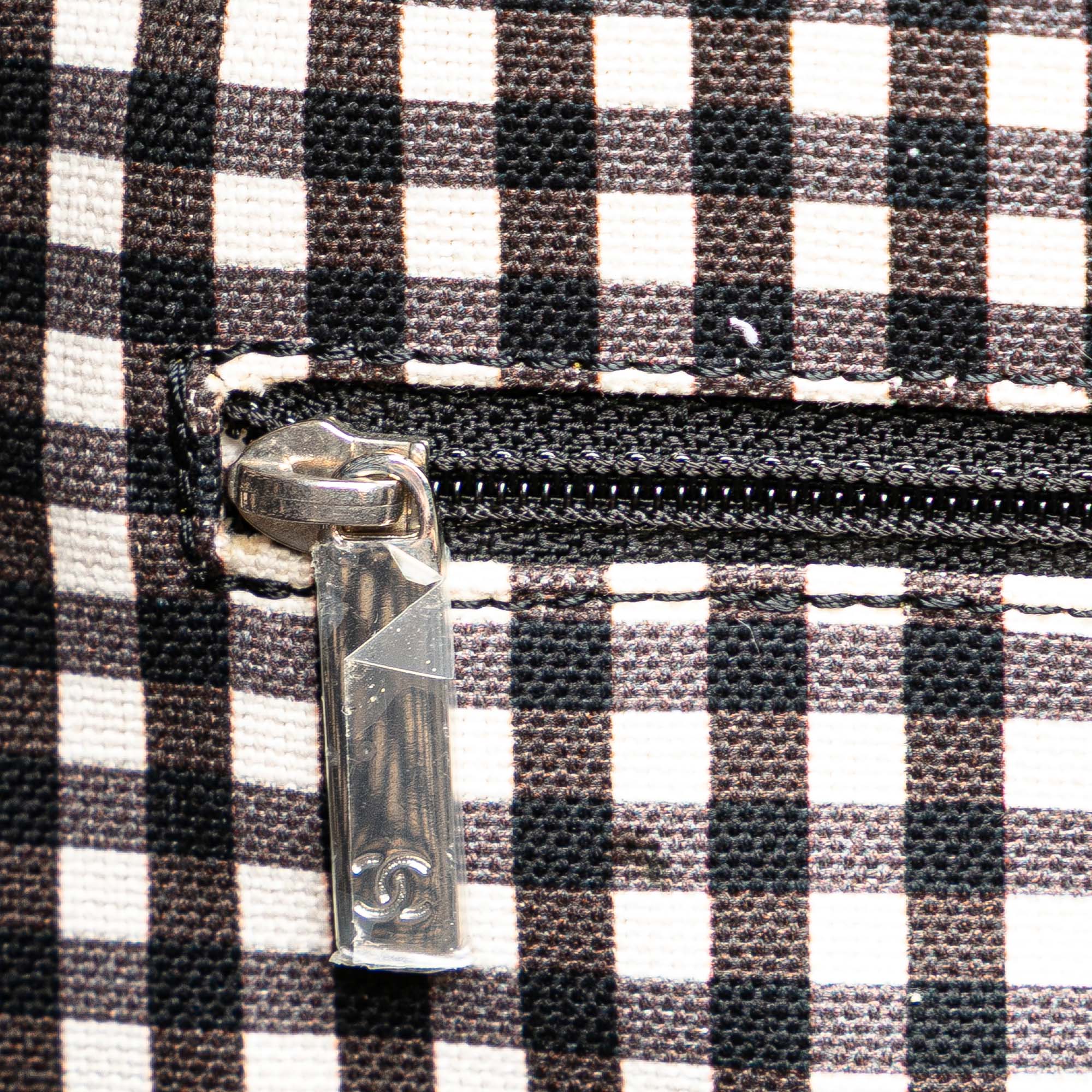 Chanel | Pre-Owned Printed Canvas Gingham Weekender Tote | White - Image 8