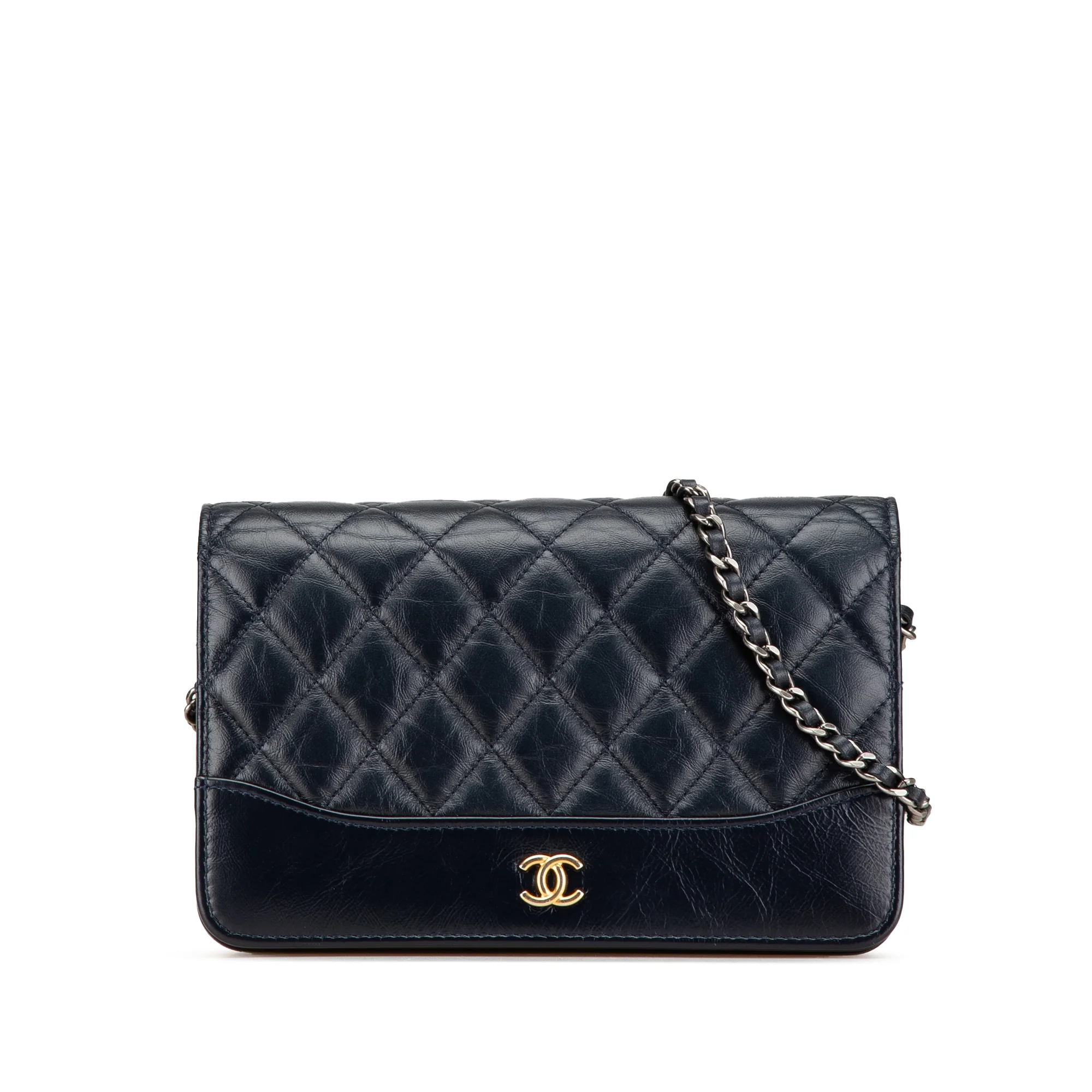 Chanel | Pre-Owned Quilted Aged Calfskin Gabrielle Wallet On Chain | Black
