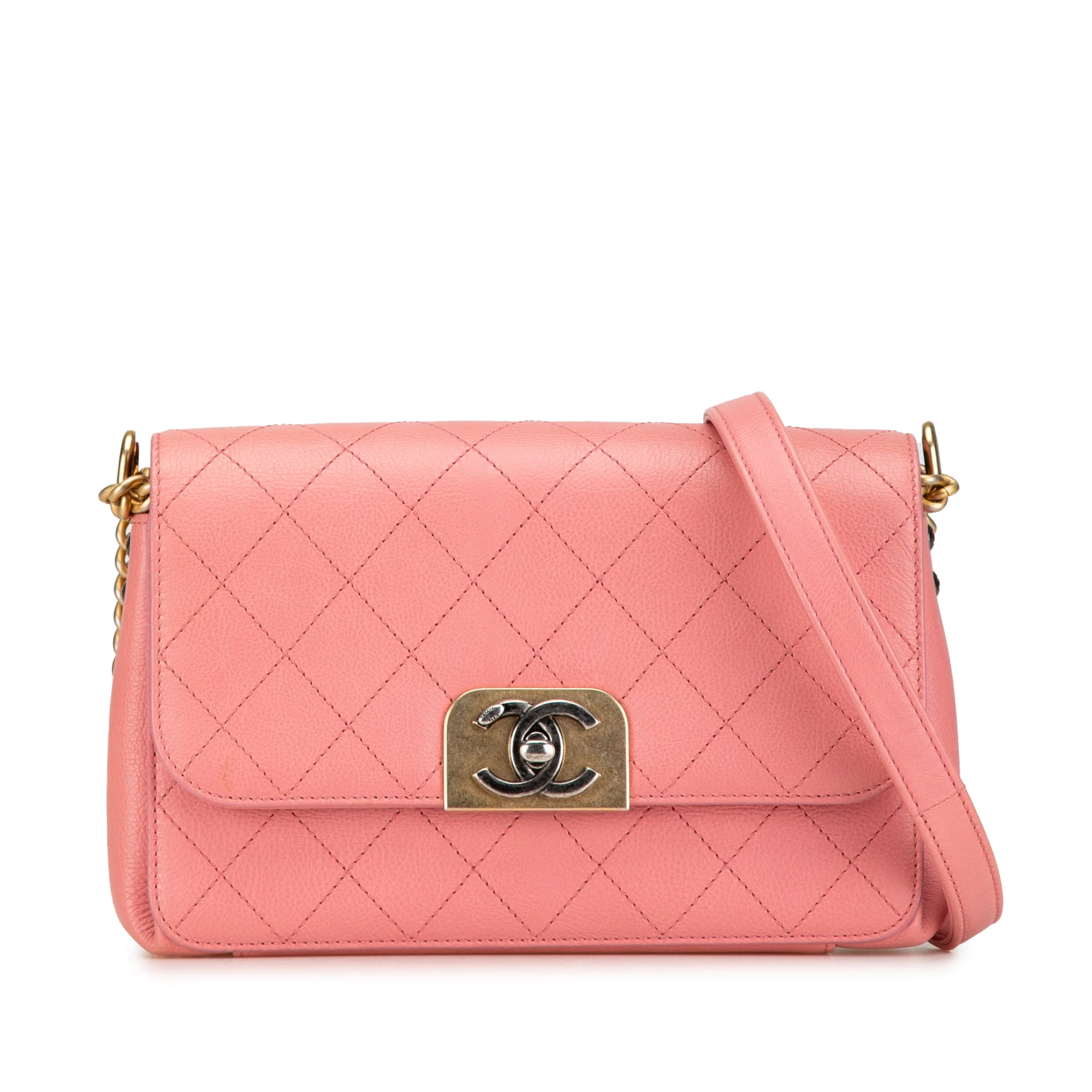 Chanel | Pre-Owned Quilted Calfskin Straight Lined Flap - I | Pink